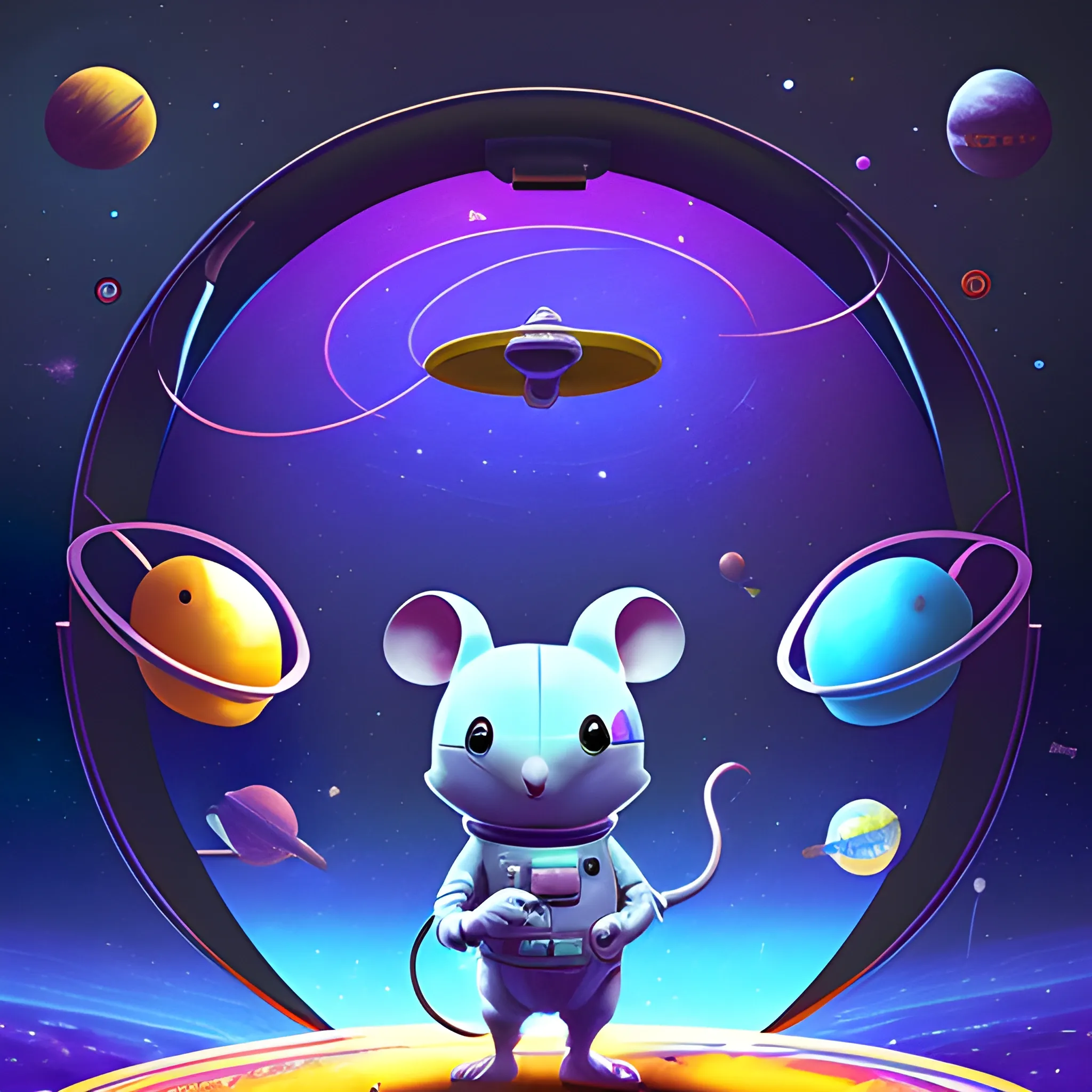 Mouse science fiction game, gamefi. outer space, Trippy