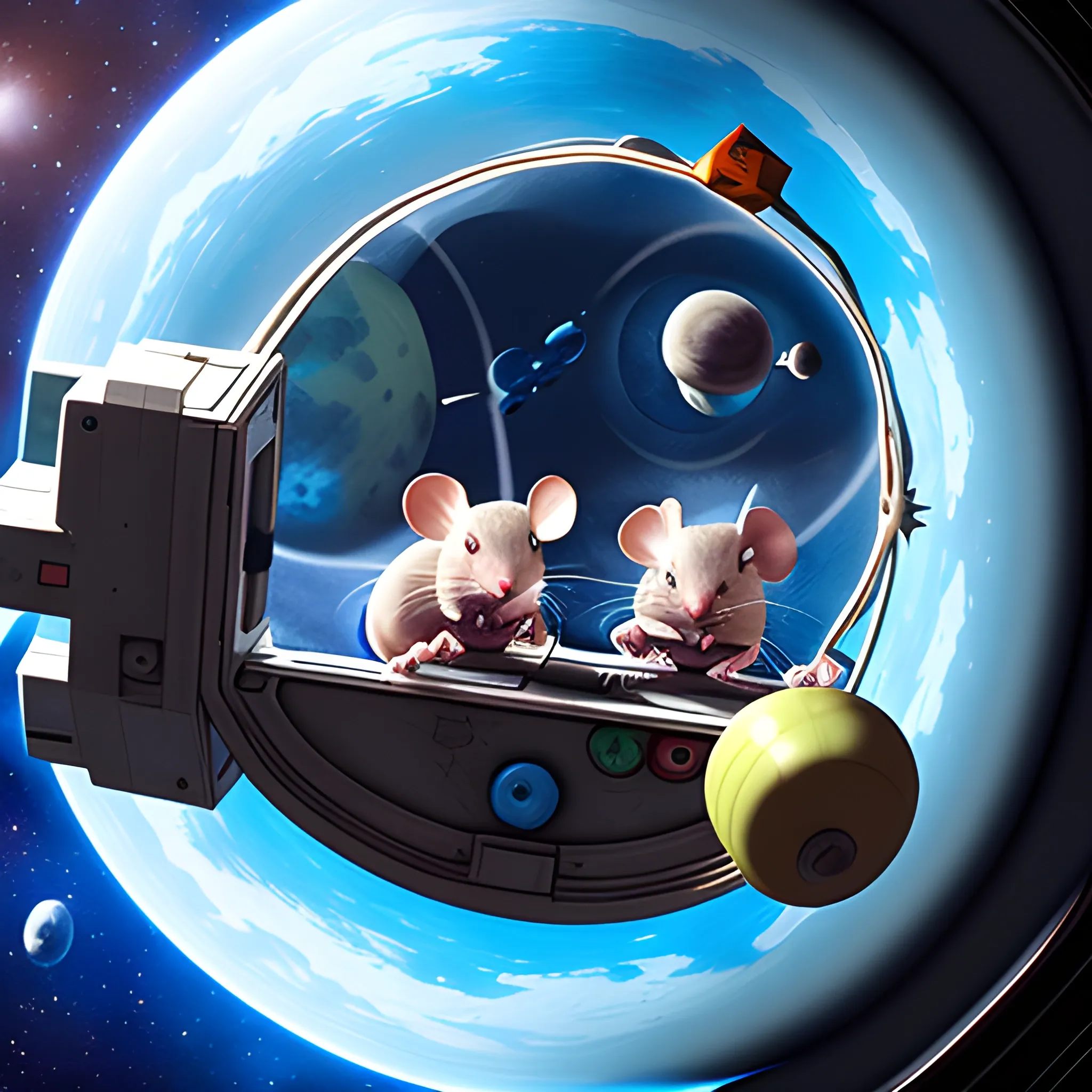 Mice playing games in space