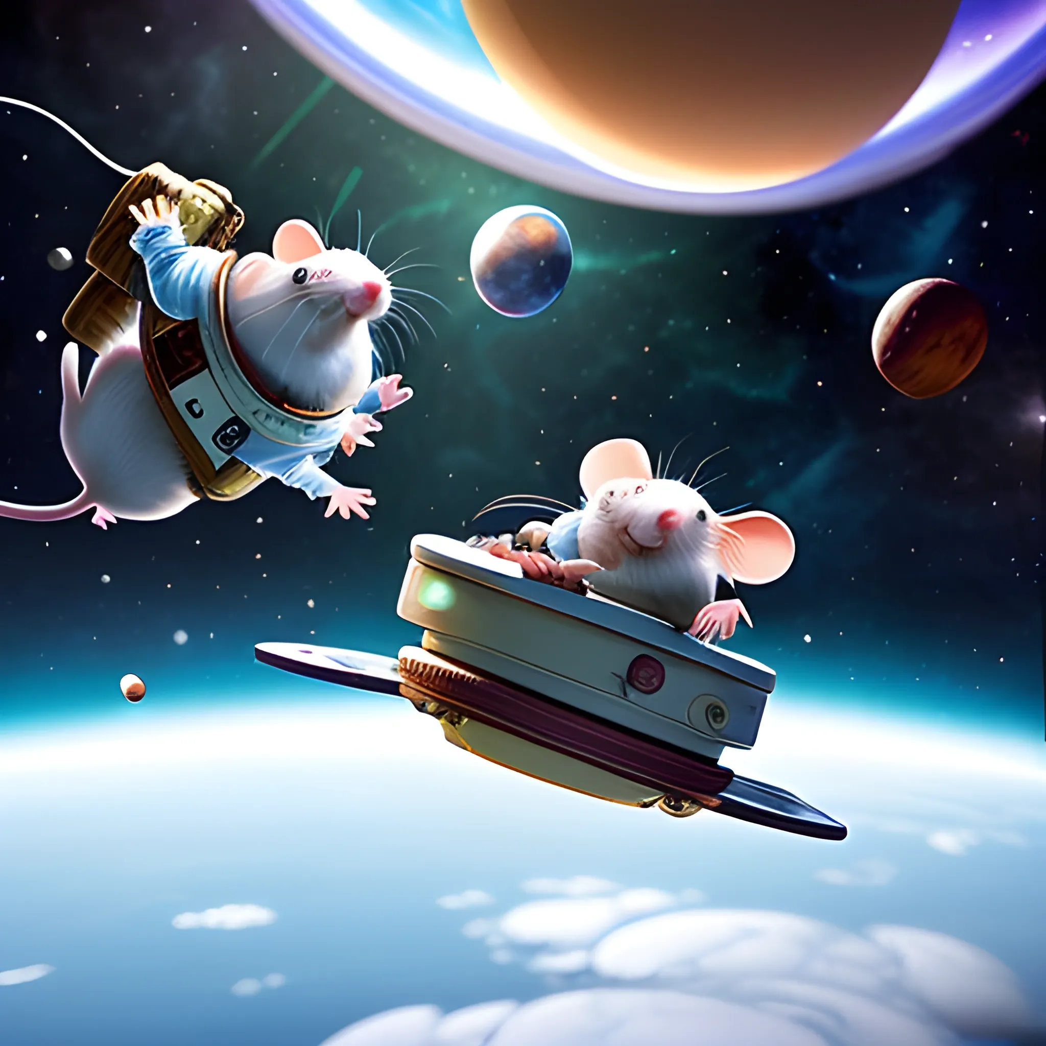 Mice playing games in space, Trippy