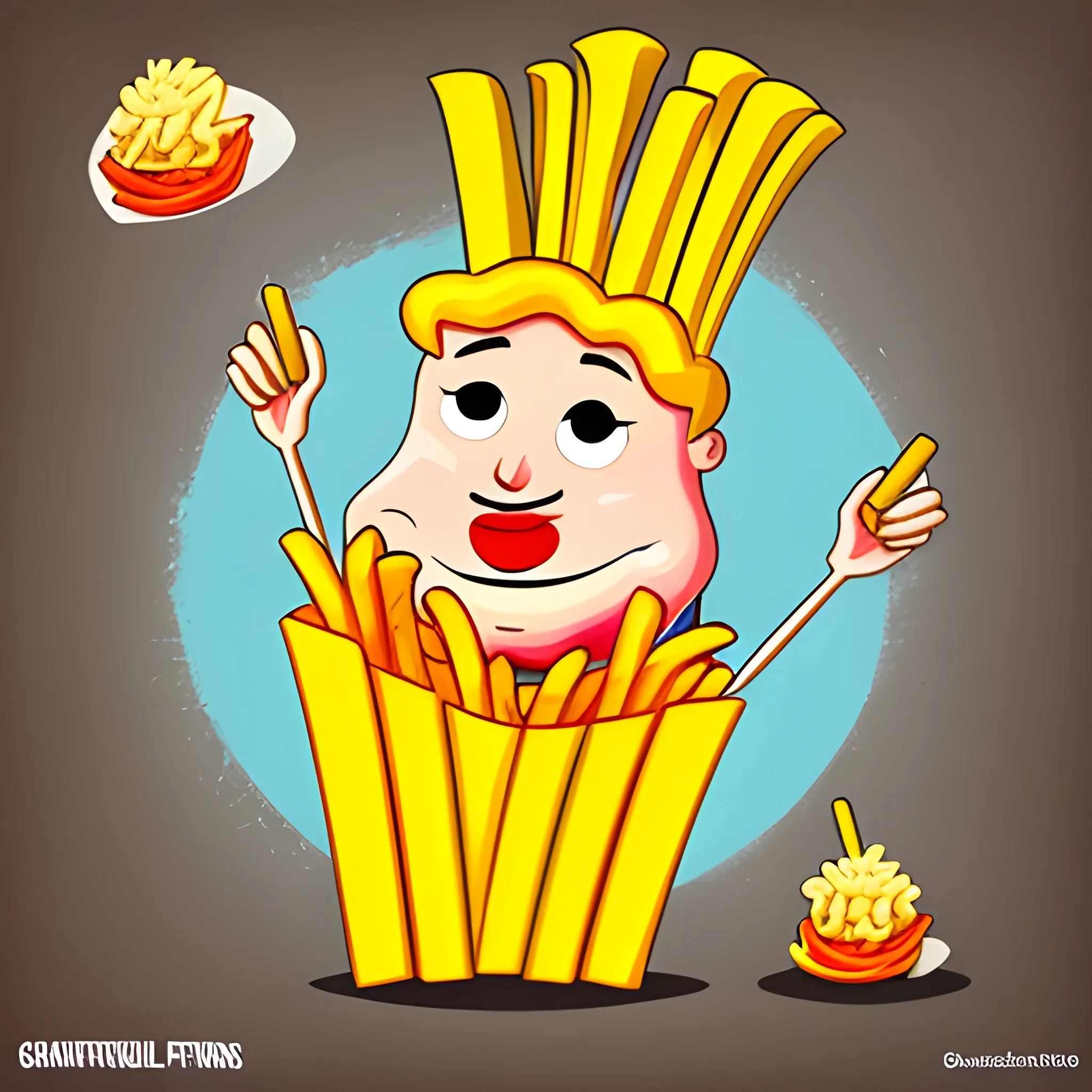 Personification of French fries, Cartoon