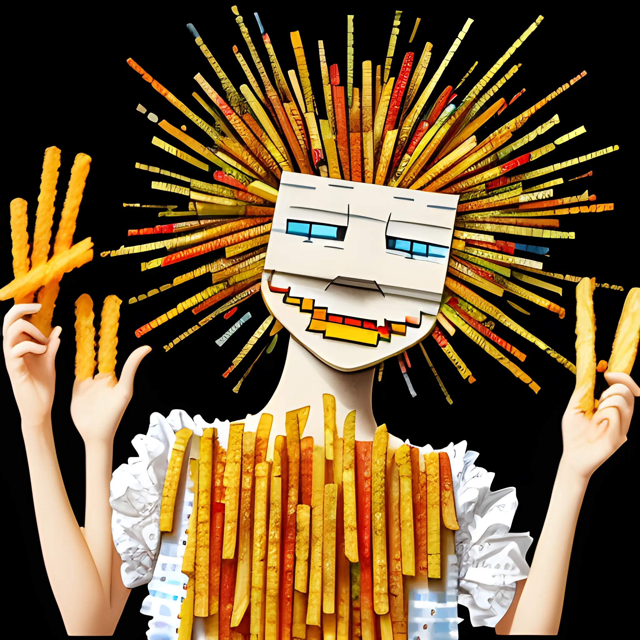 Cartonization and personification of French fries, , Trippy