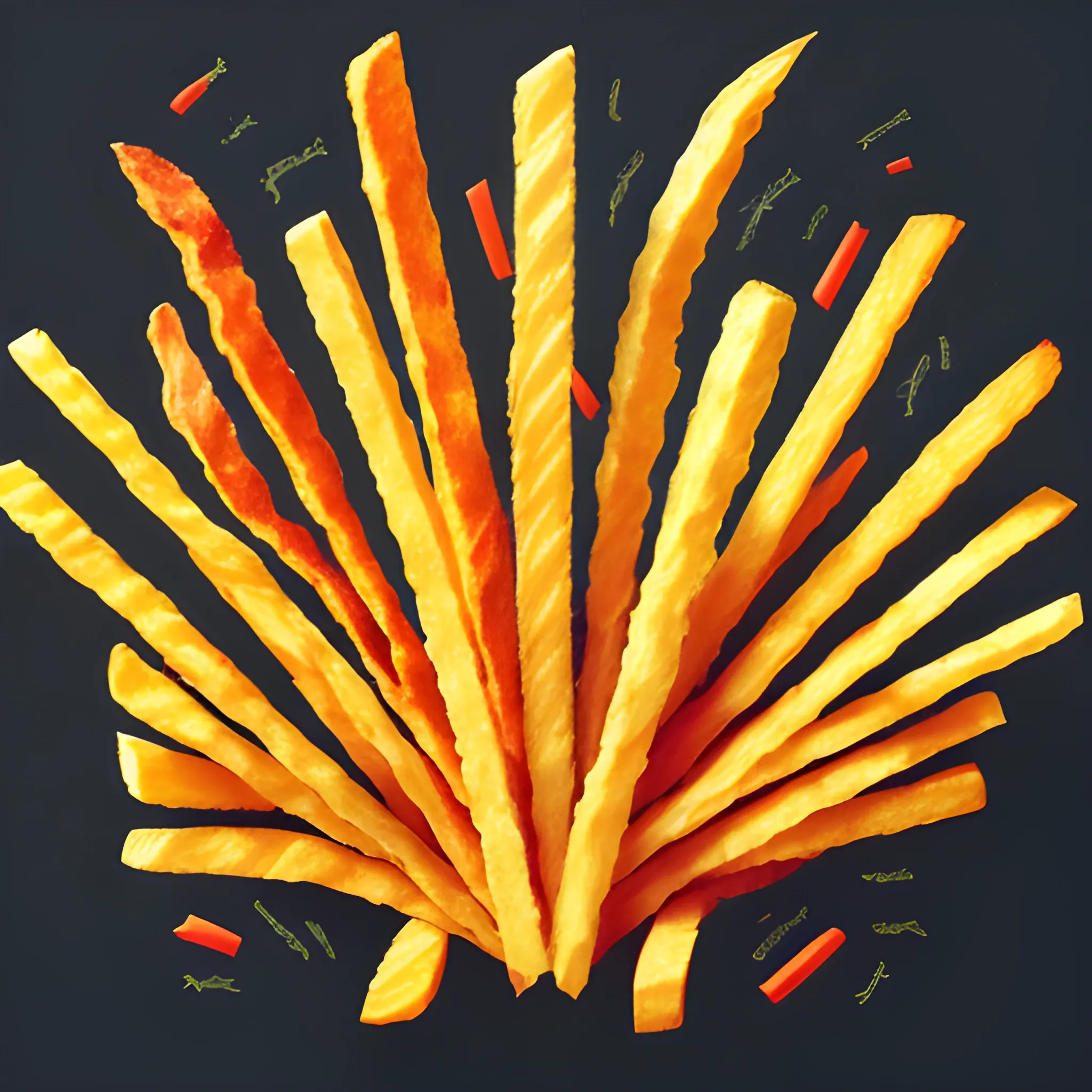 Cartonization and personification of French fries, , Trippy