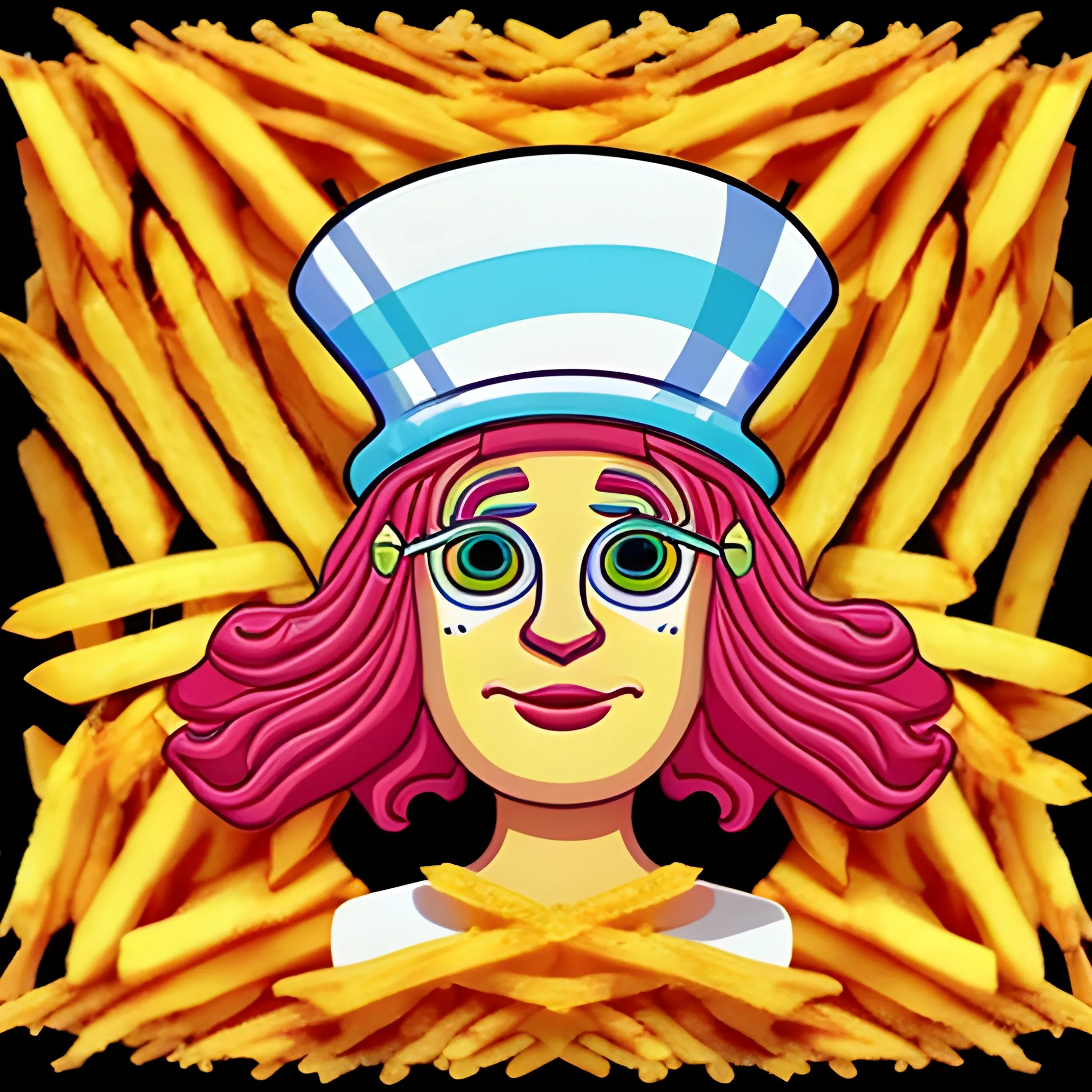 Cartonization and personification of French fries, , Trippy