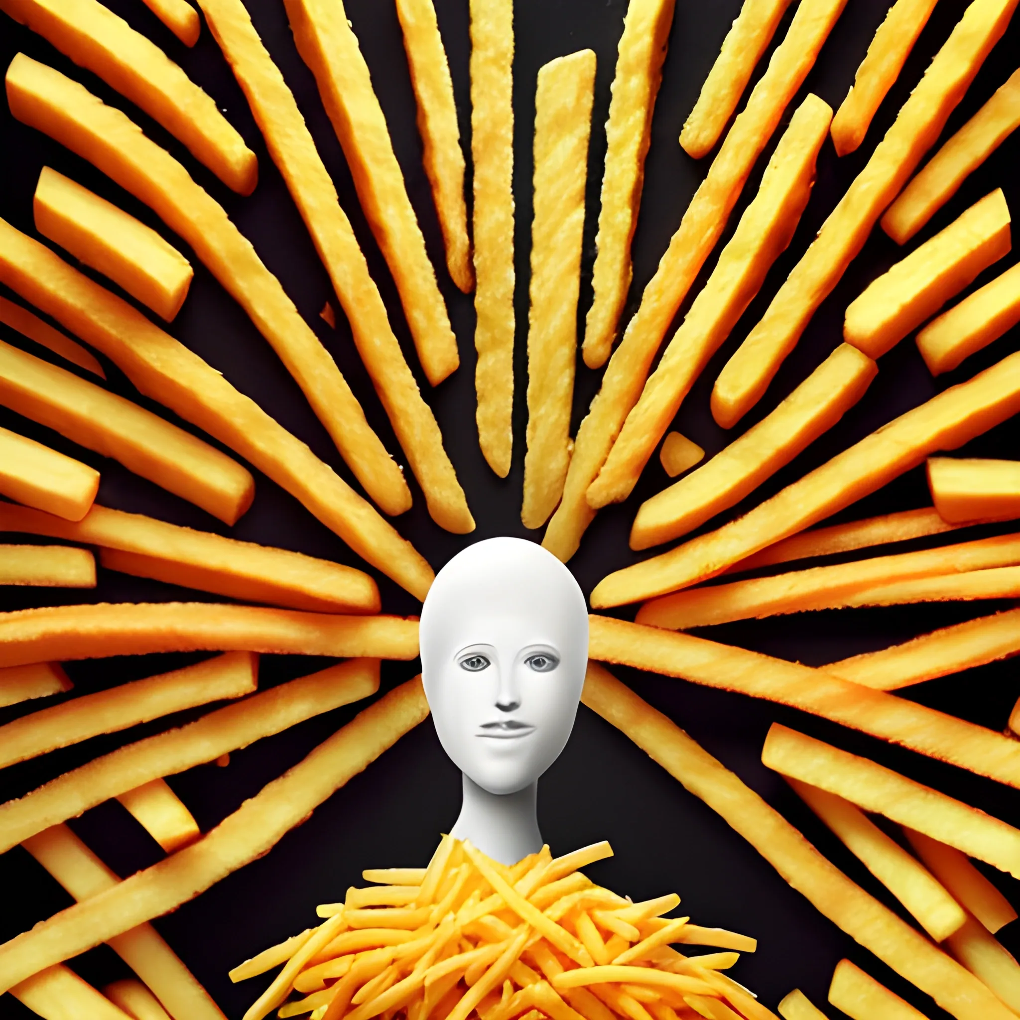 Cartonization and personification of French fries, , Trippy