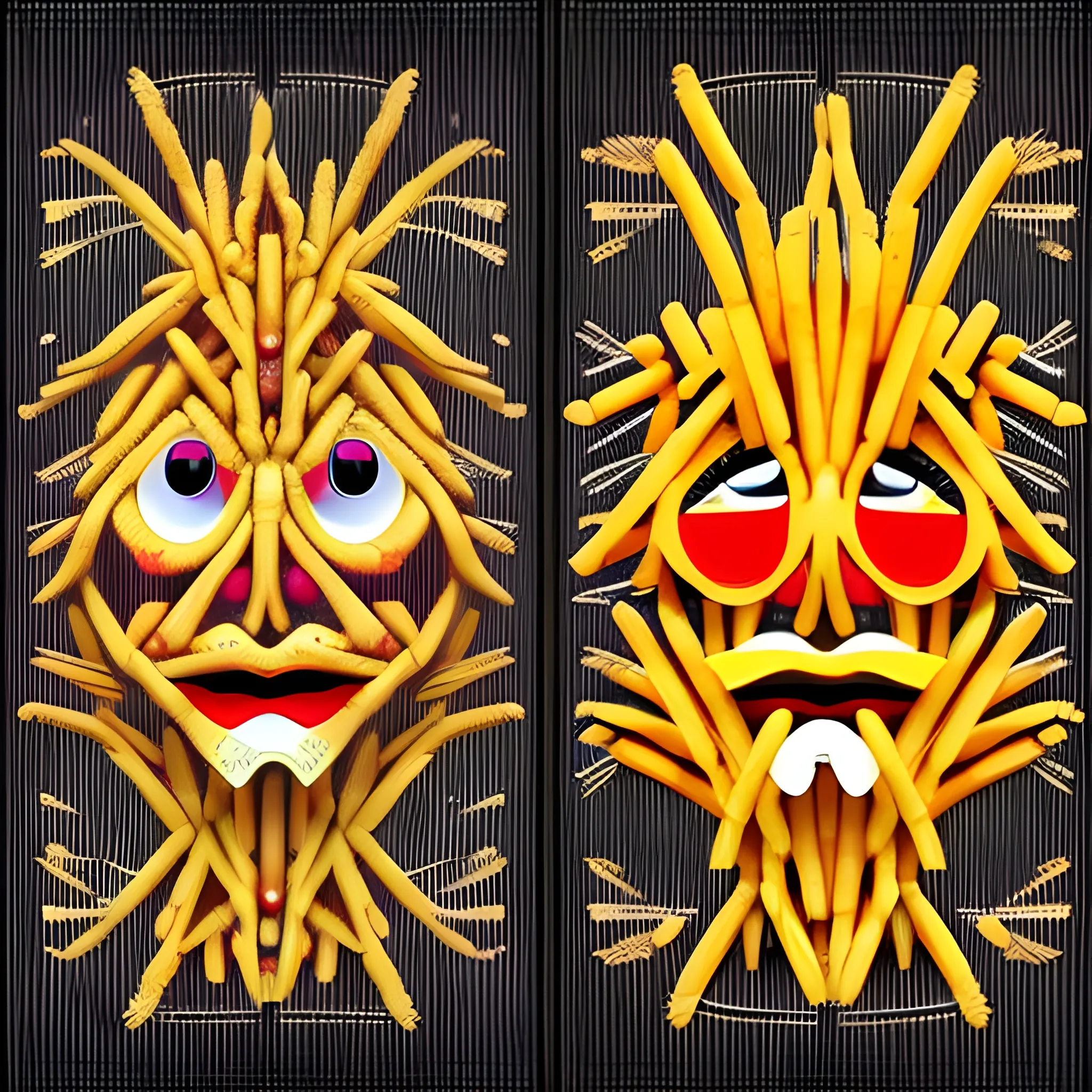 Cartonization and personification of French fries, , Trippy