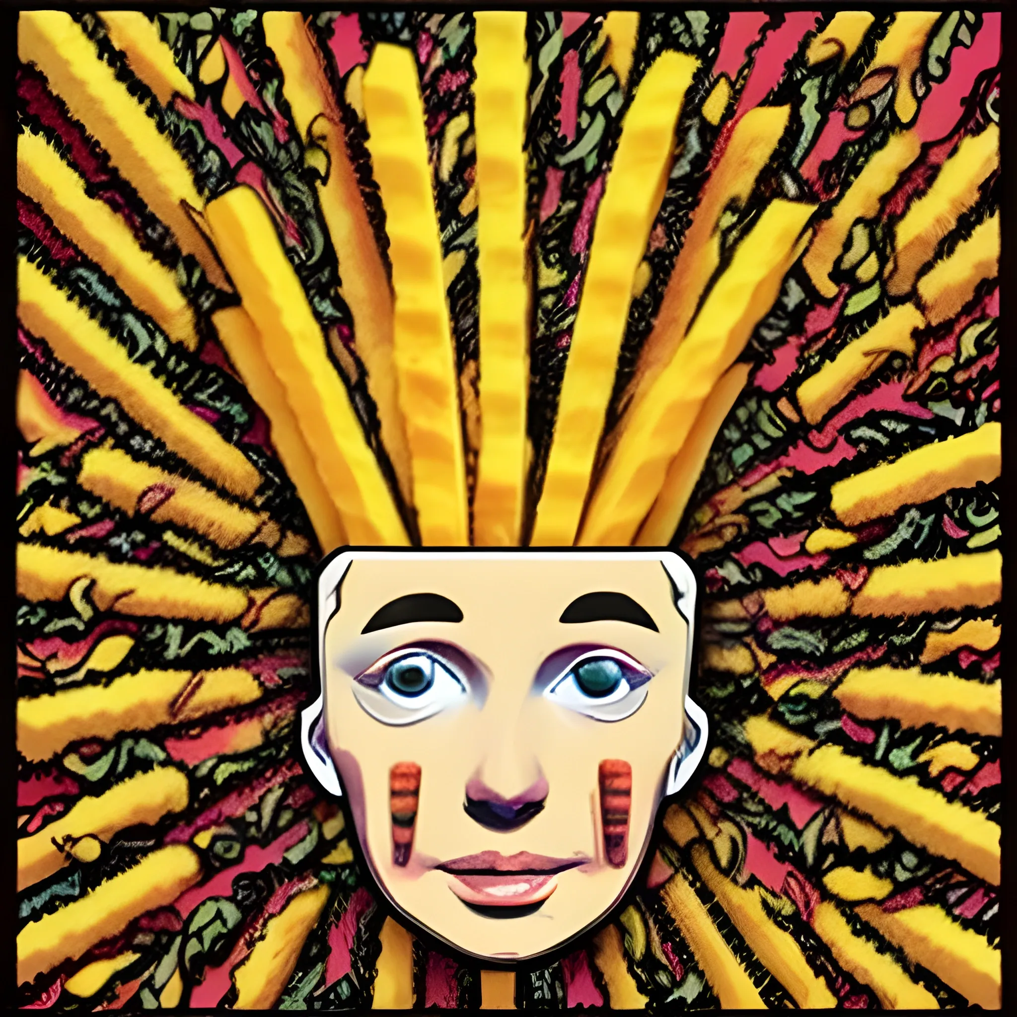 Cartonization and personification of French fries, , Trippy