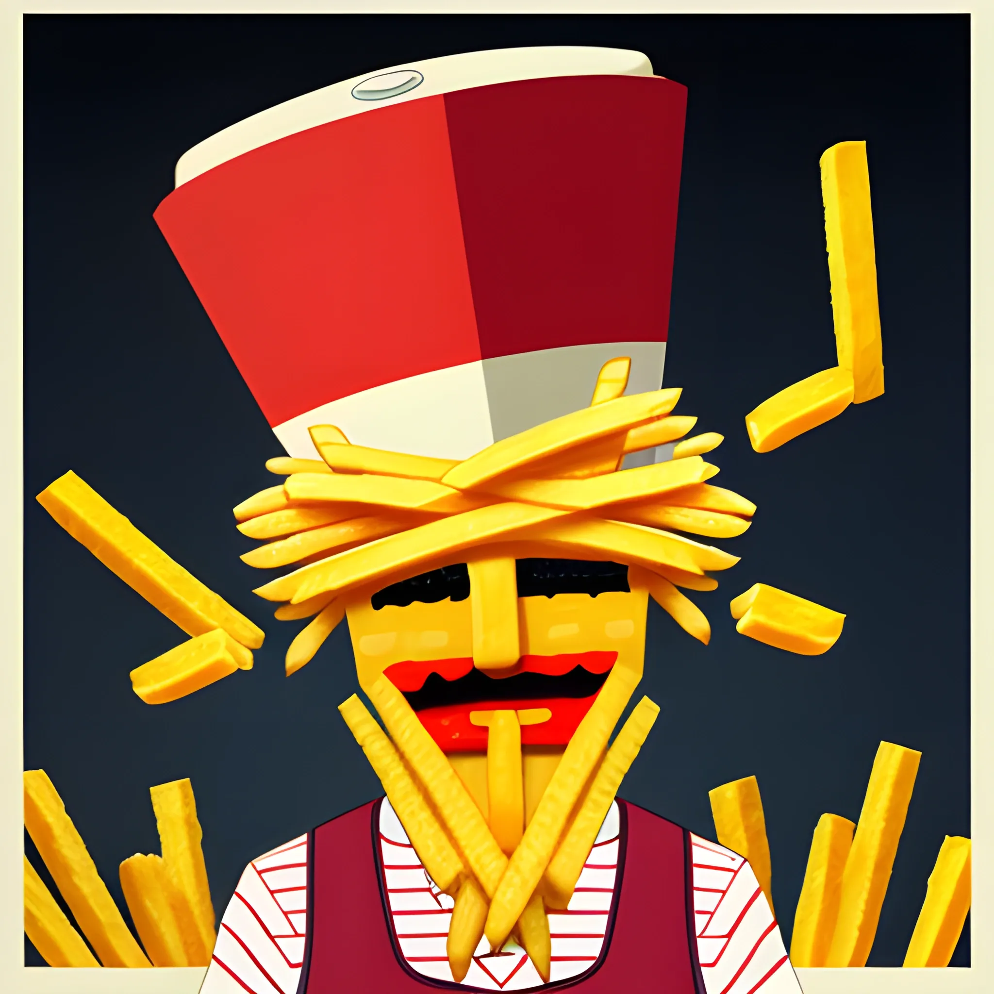 Cartonization and personification of French fries, , Trippy