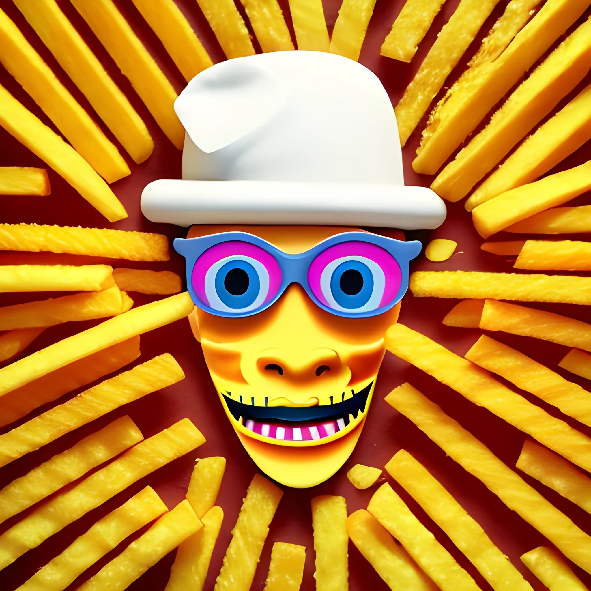 Cartonization and personification of French fries, , Trippy