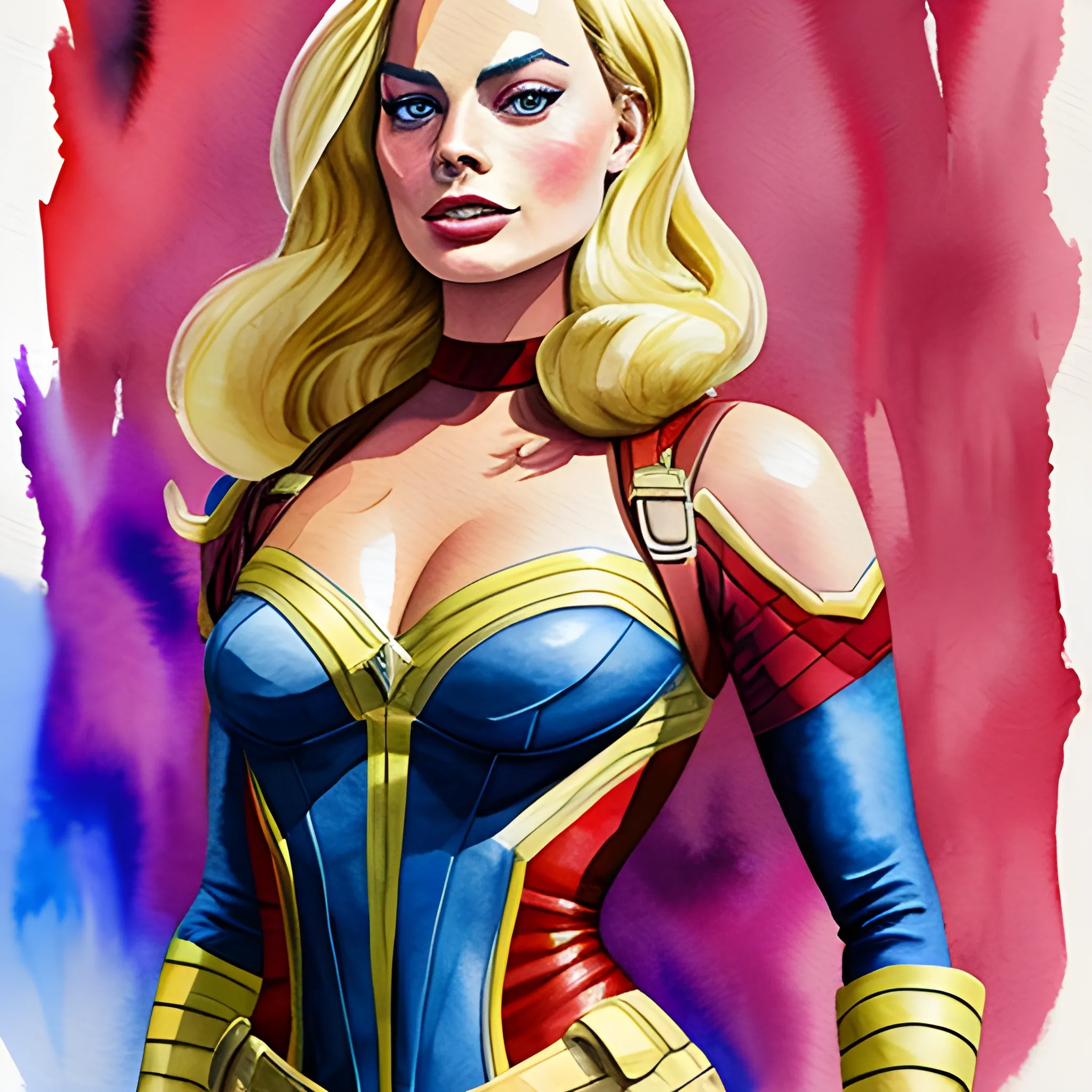 Margot Robbie as Capitana Marvel characters, Watercolor