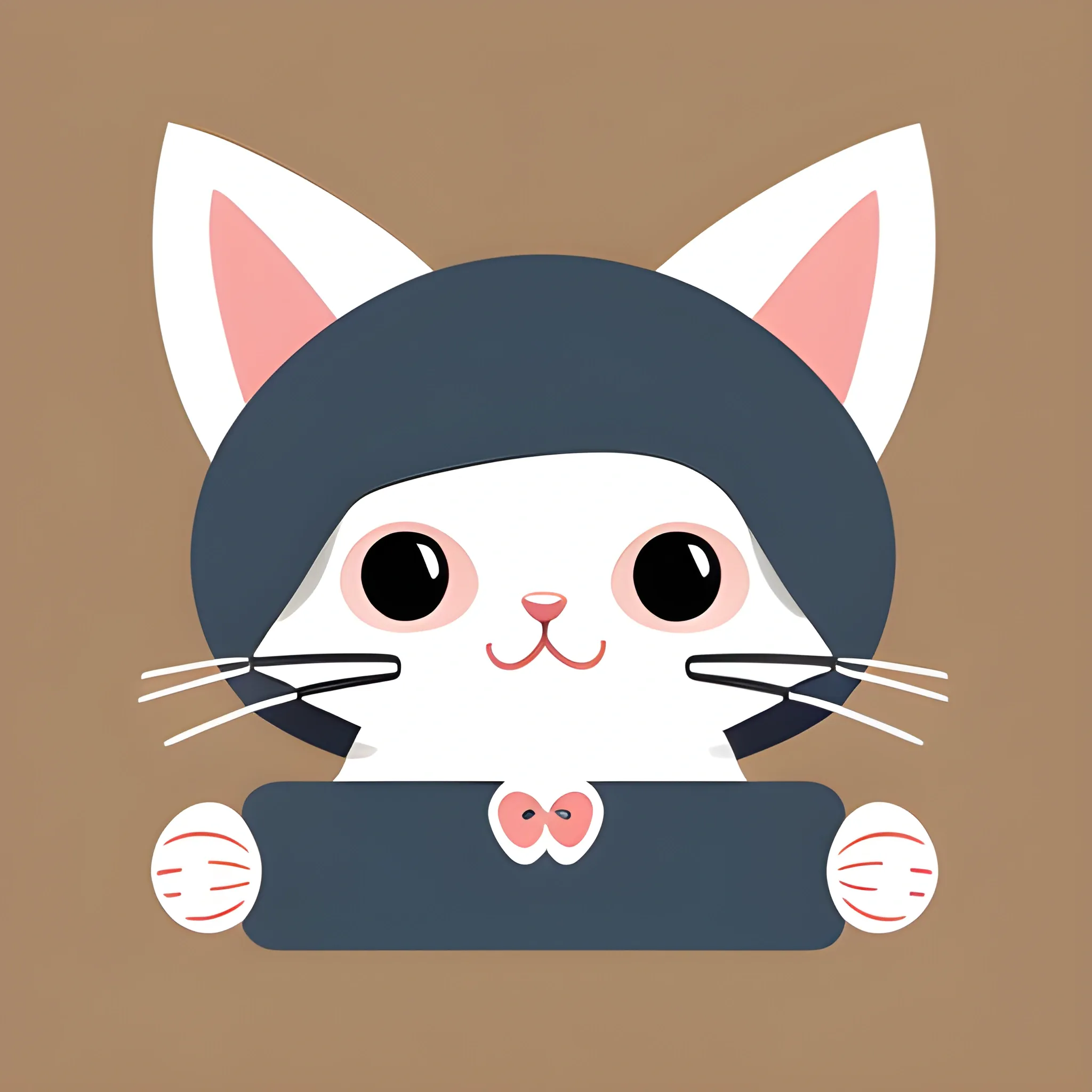 flat illustration，cute kitten