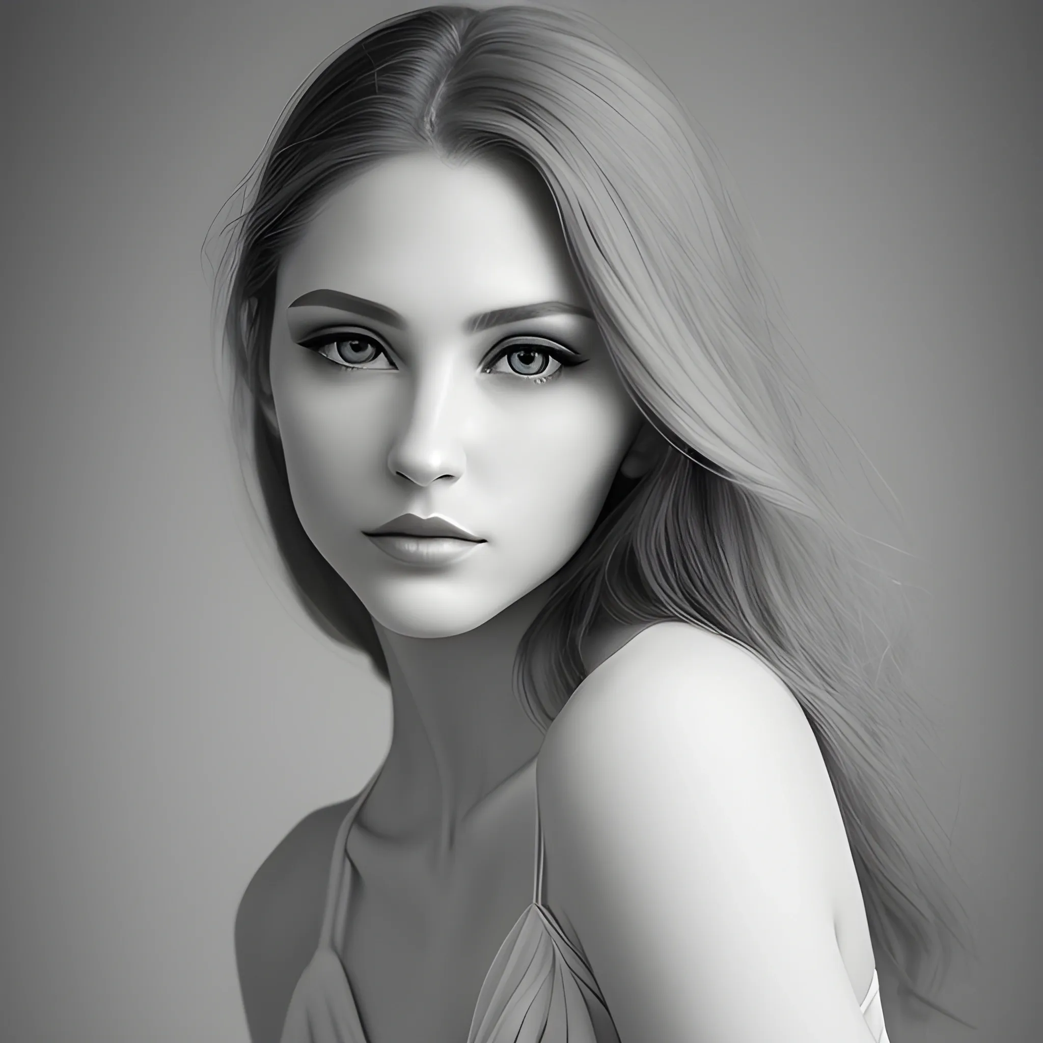 Portrait of beautiful woman, gray tones, solemn and elegant, professional photography