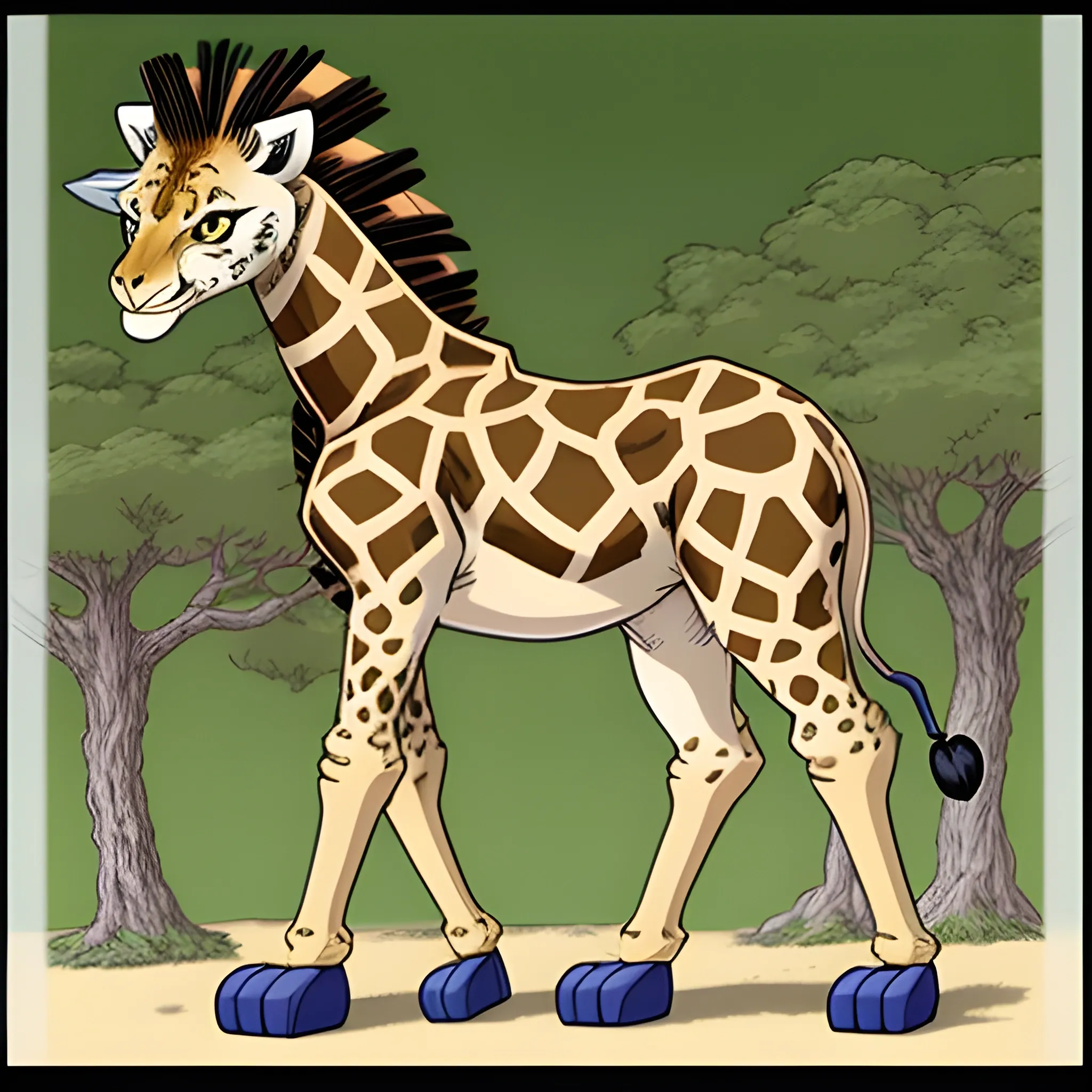 
creates a drawing of a giraffe mixed with a lion as if Akira Toriyama had drawn it for Dragon Quest



