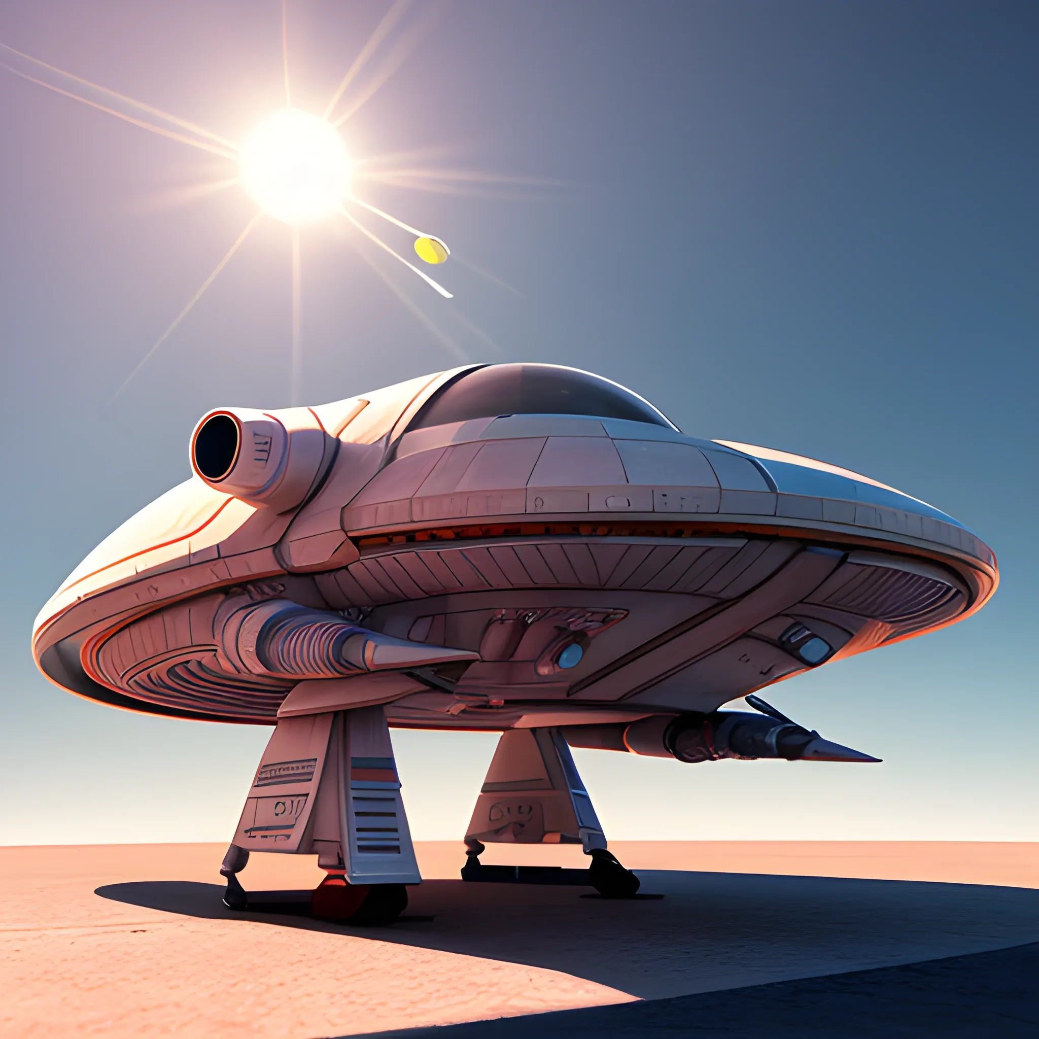 spaceship, 3D, photorealistic, cockpit, sunny day outside