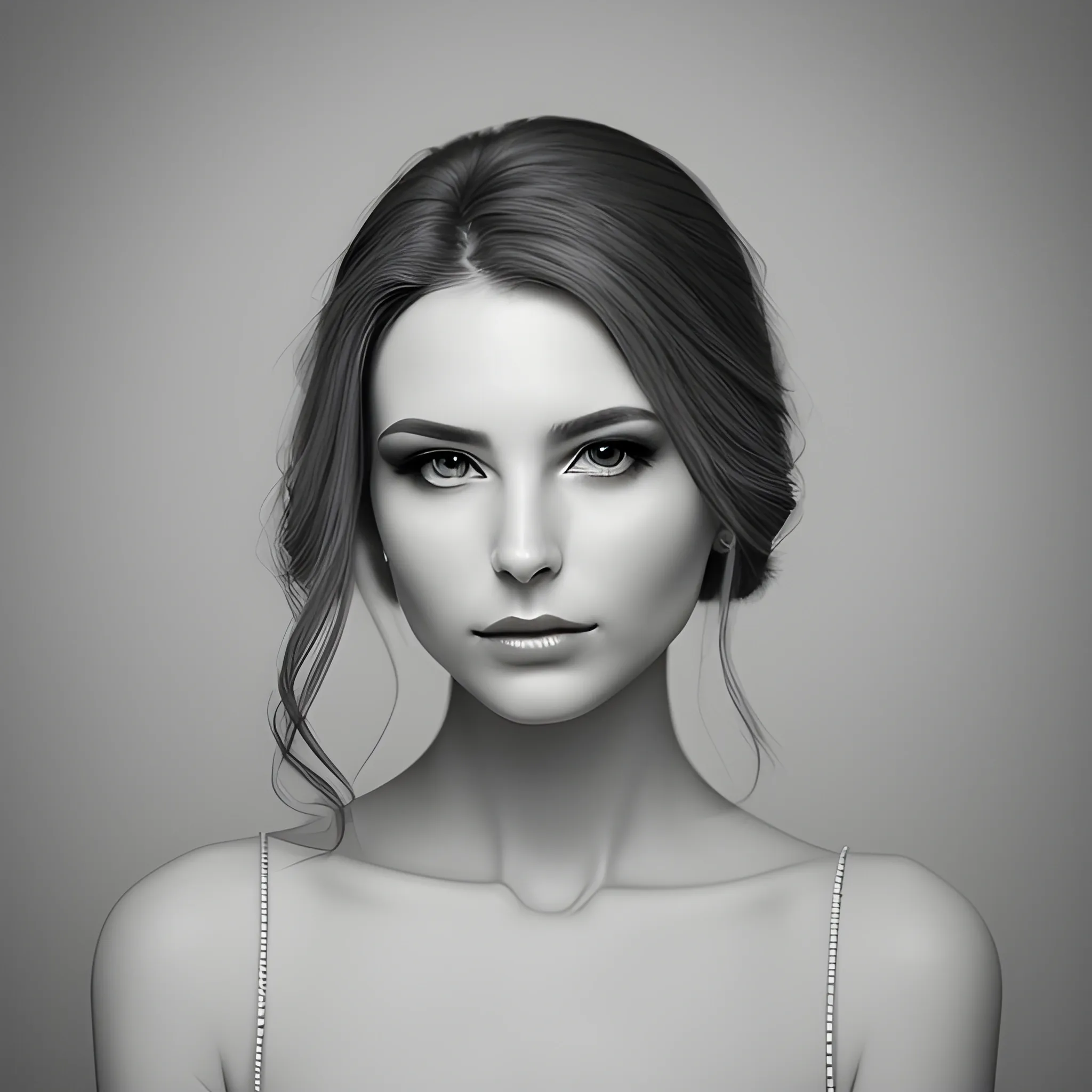 Portrait of beautiful woman, gray tones, solemn and elegant, professional photography