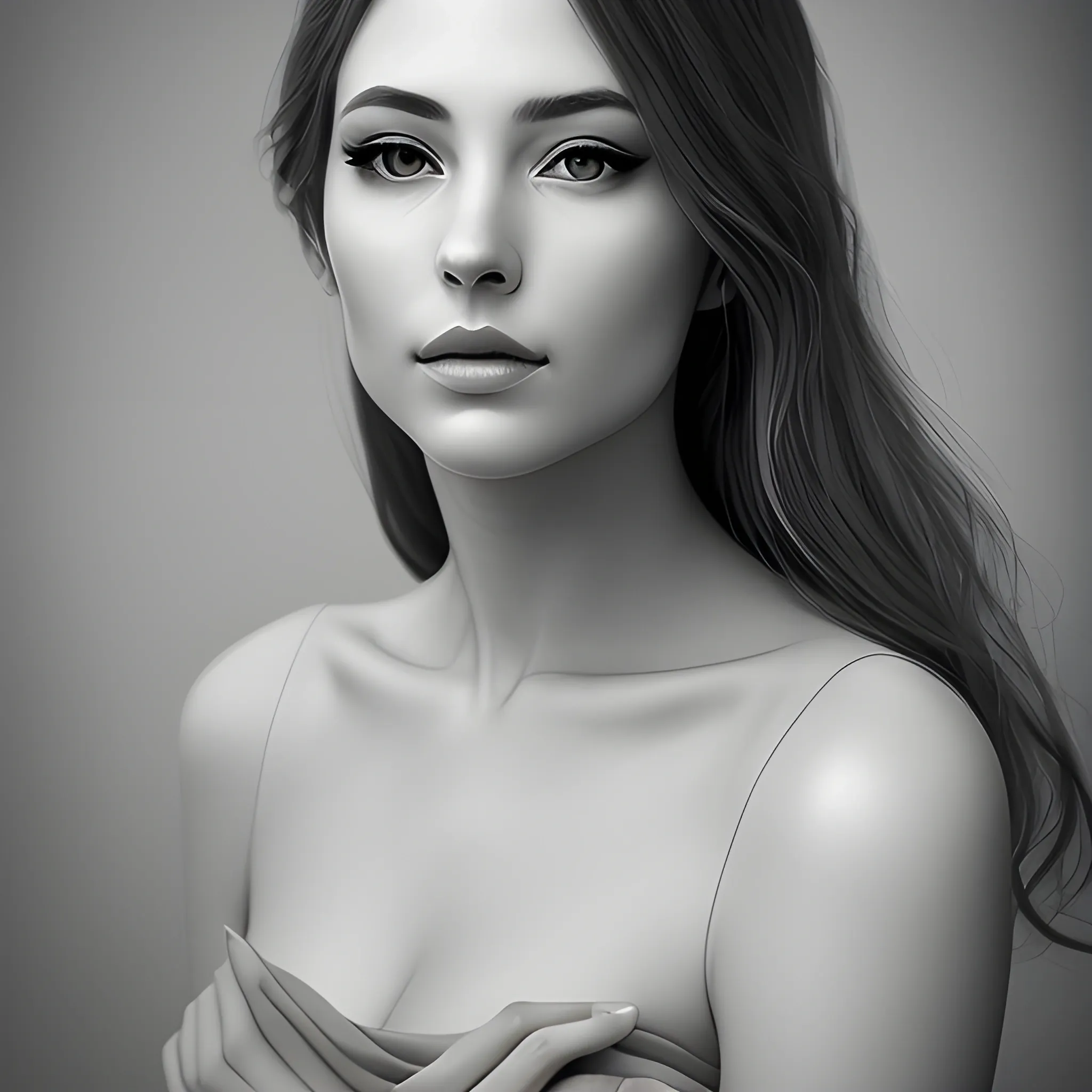 Portrait of beautiful woman, gray tones, solemn and elegant, professional photography