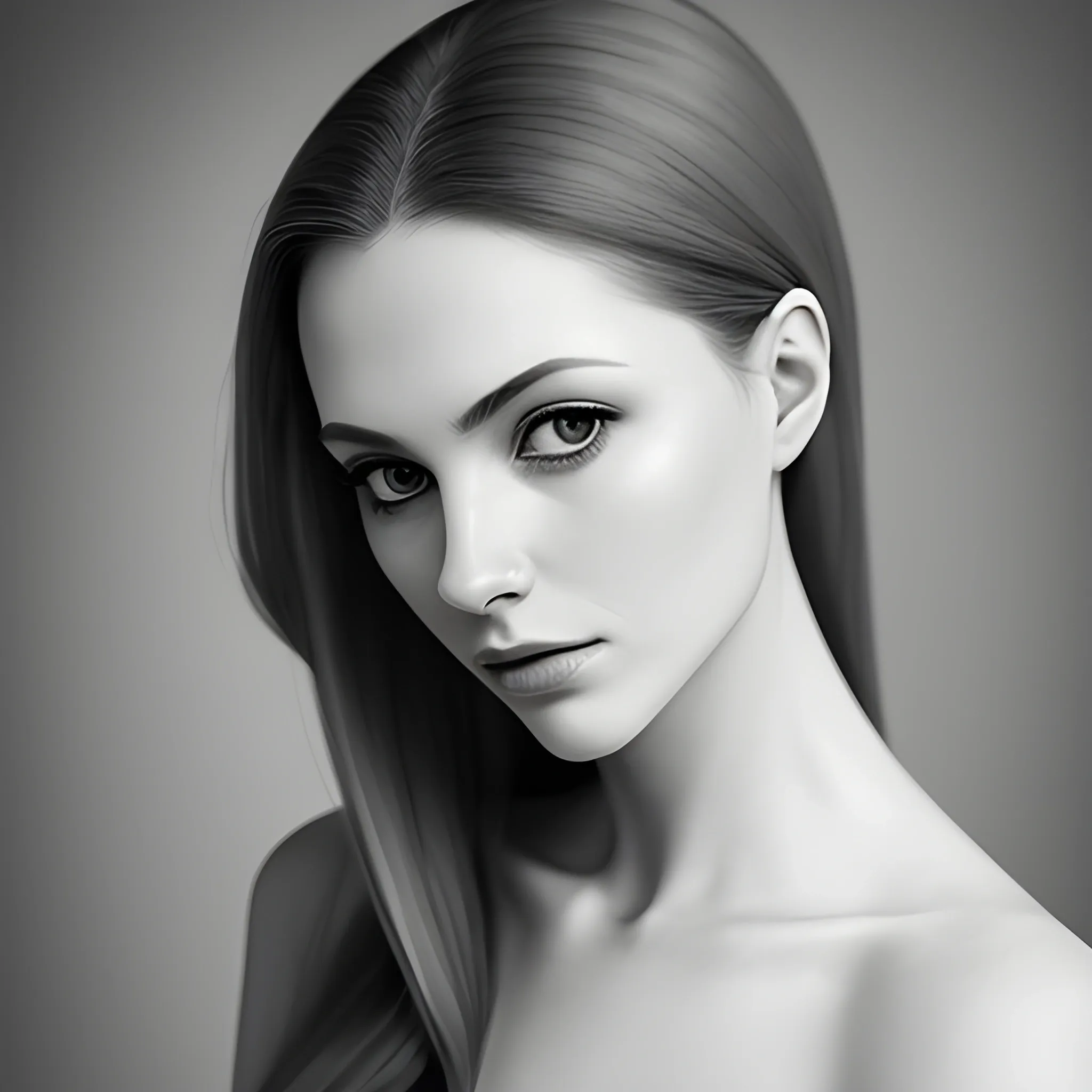 Portrait of beautiful woman, gray tones, solemn and elegant, professional photography