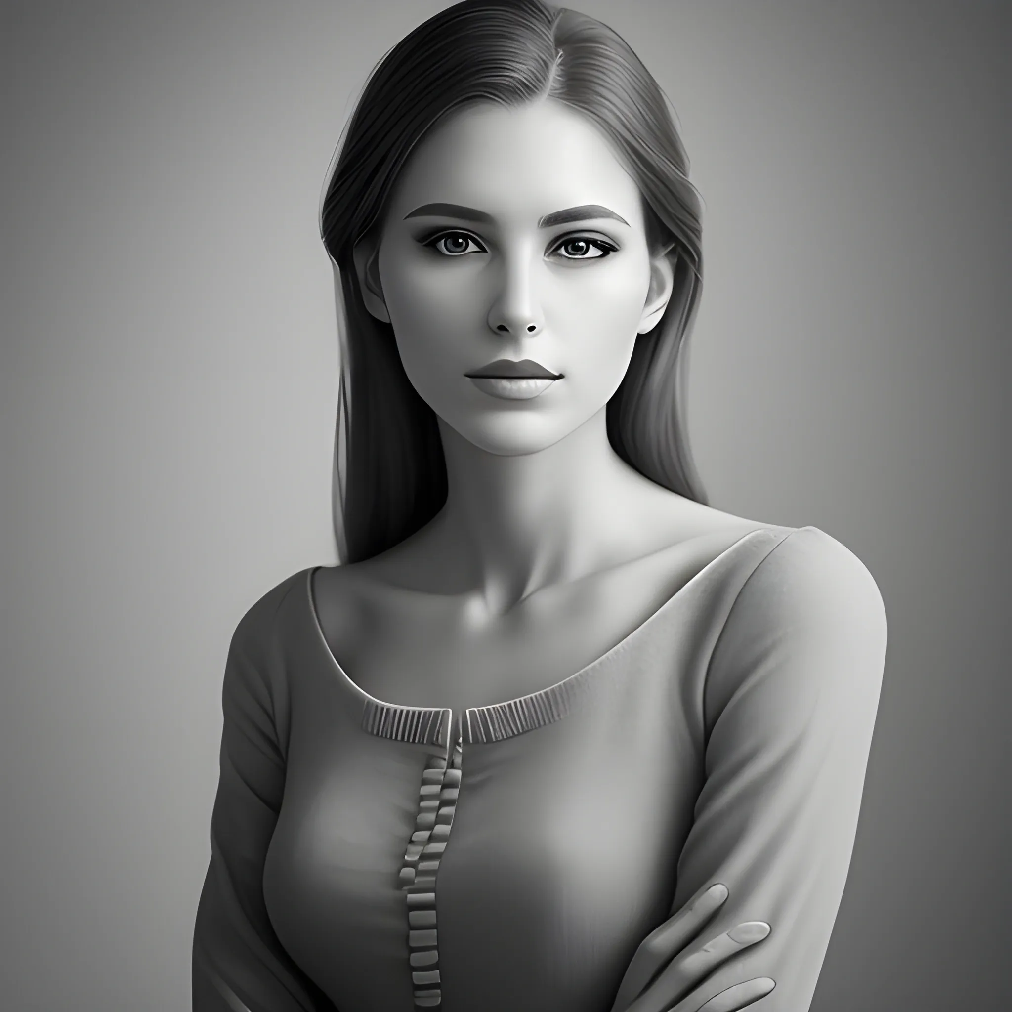 Portrait of beautiful woman, gray tones, solemn and elegant, professional photography