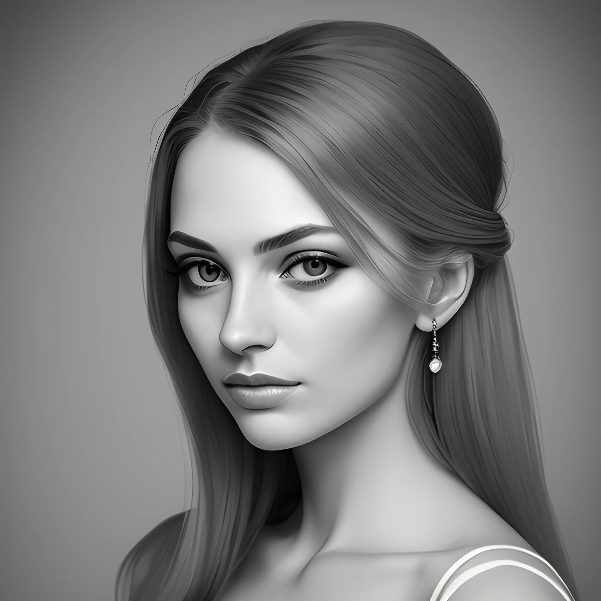 Portrait of beautiful woman, gray tones, solemn and elegant, professional photography