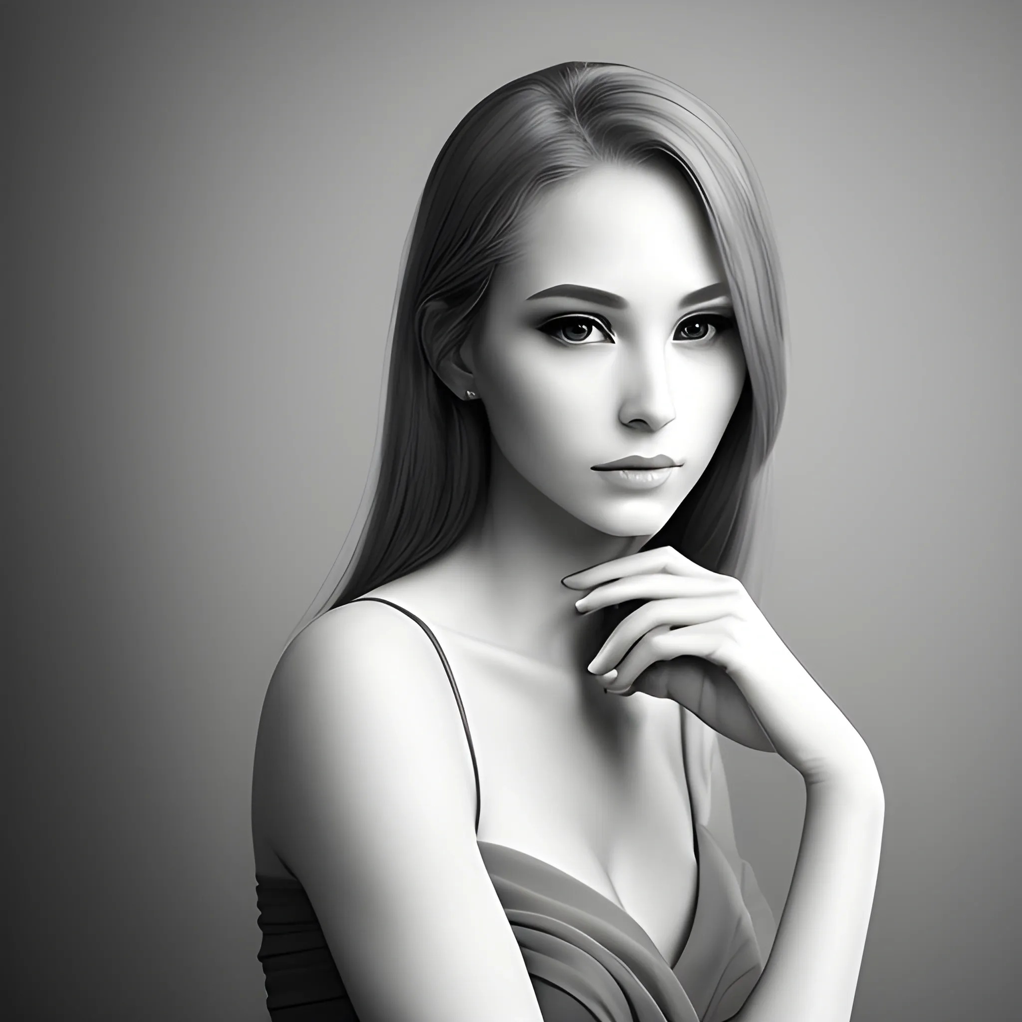 Portrait of beautiful woman, gray tones, solemn and elegant, professional photography