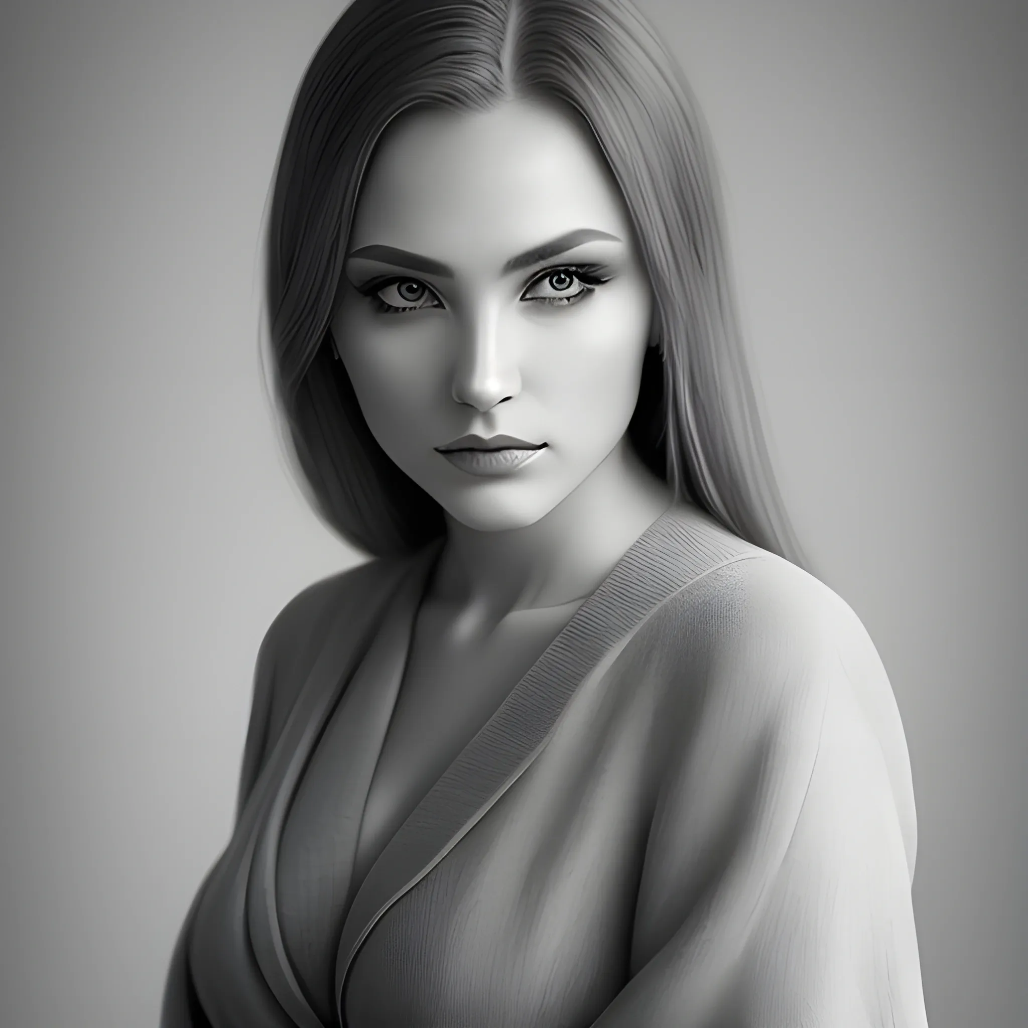 Portrait of beautiful woman, gray tones, solemn and elegant, professional photography