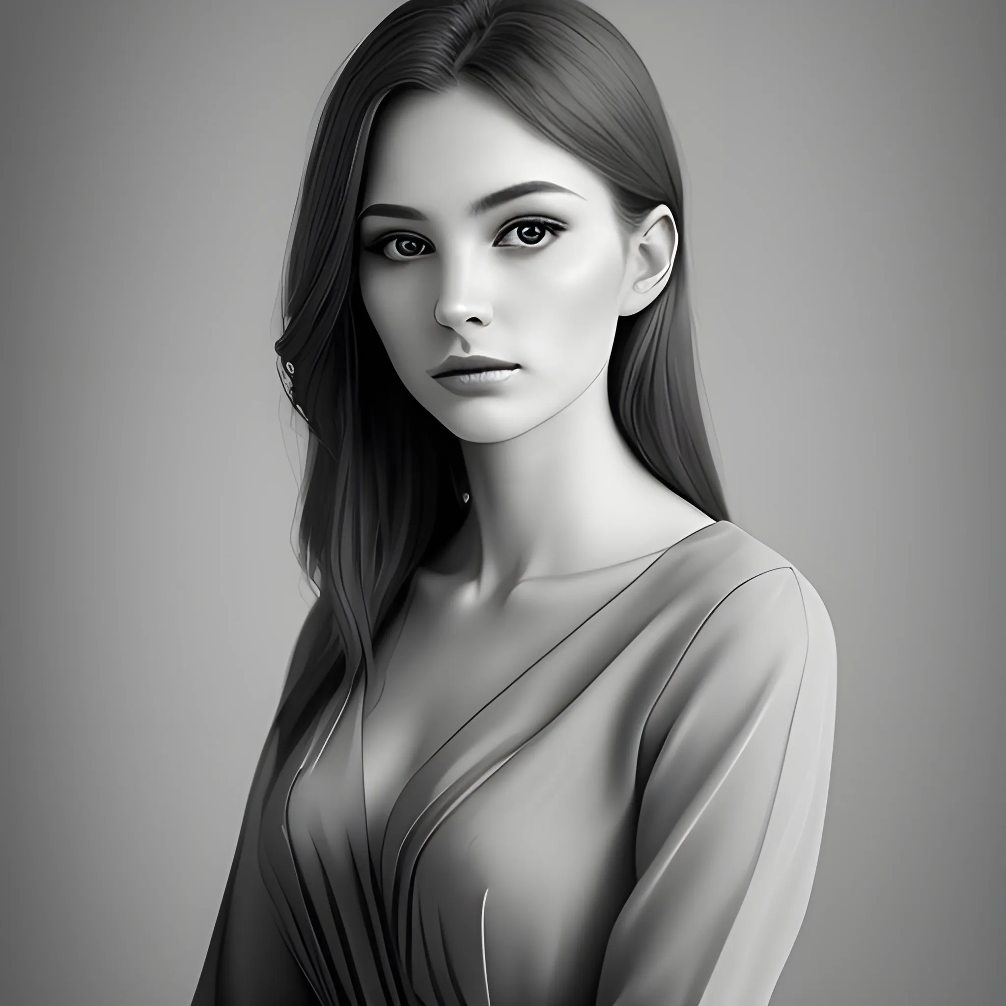 Portrait of beautiful woman, gray tones, solemn and elegant, professional photography