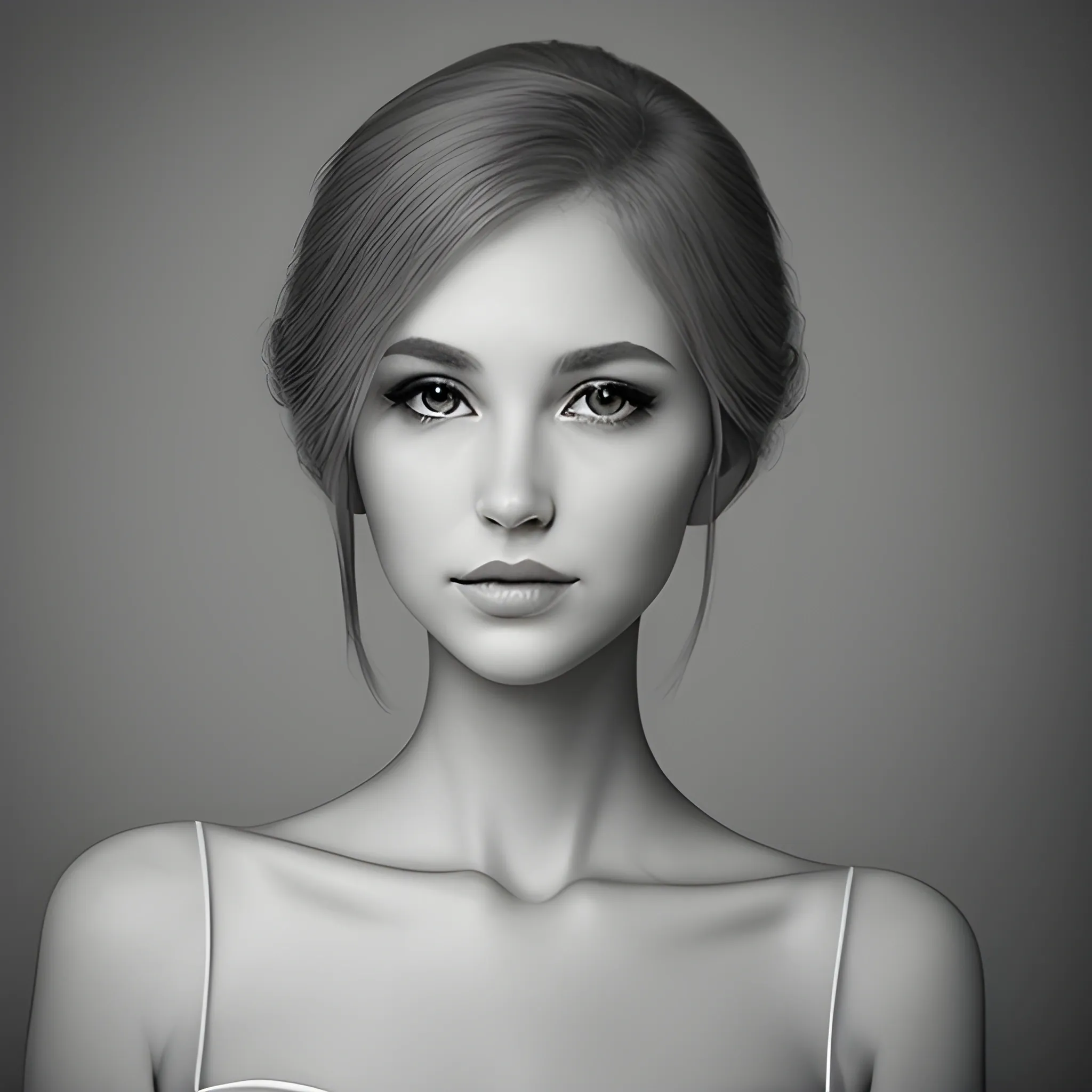 Portrait of beautiful woman, gray tones, solemn and elegant, professional photography