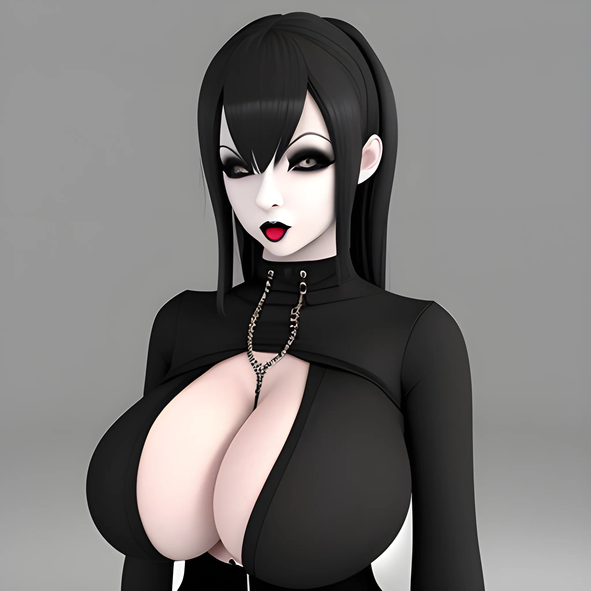 clothed big titty goth girflfriend, 3D