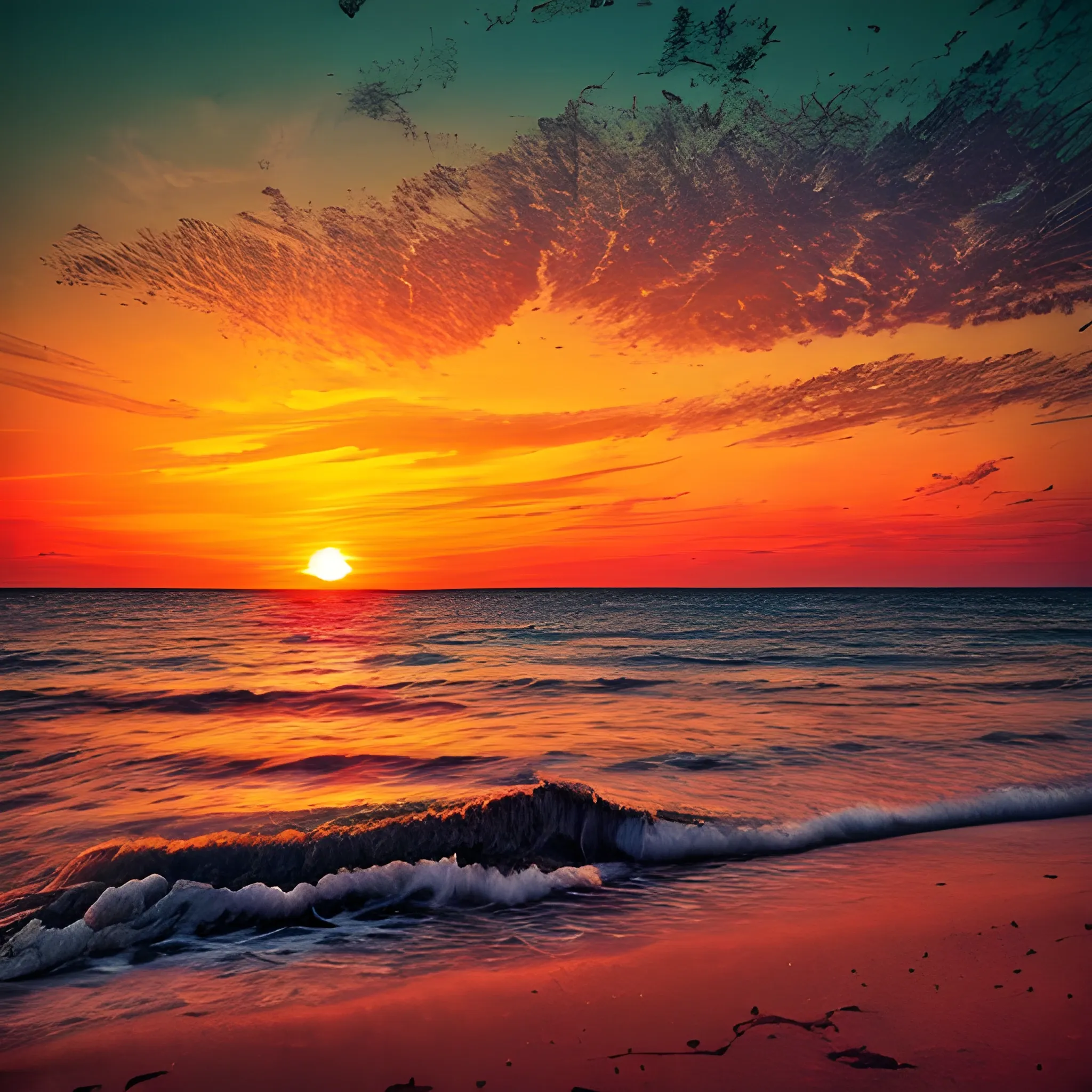 Sunset with worn colors, inspirational style, natural relaxing