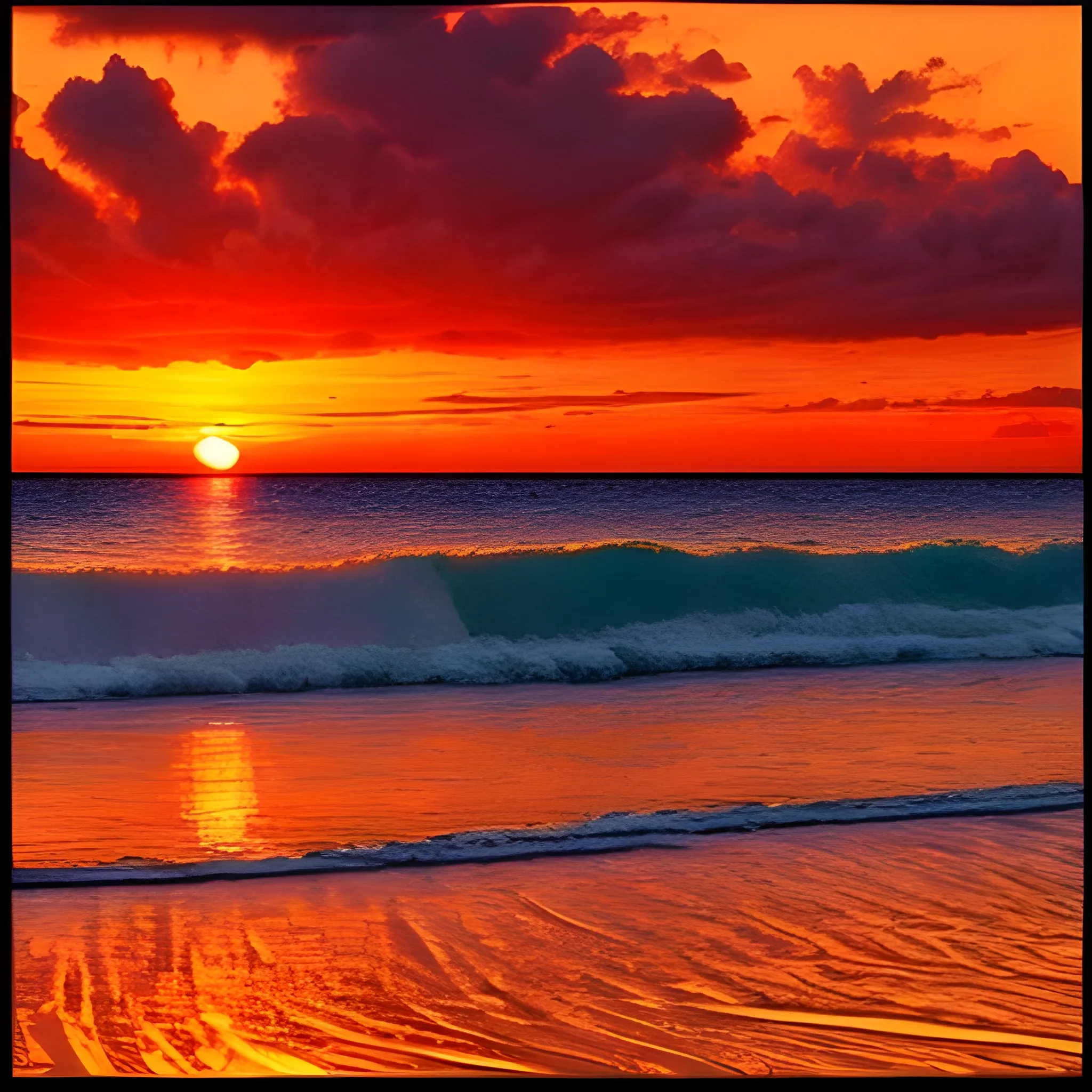 Sunset with warm colors, inspirational style, natural relaxing