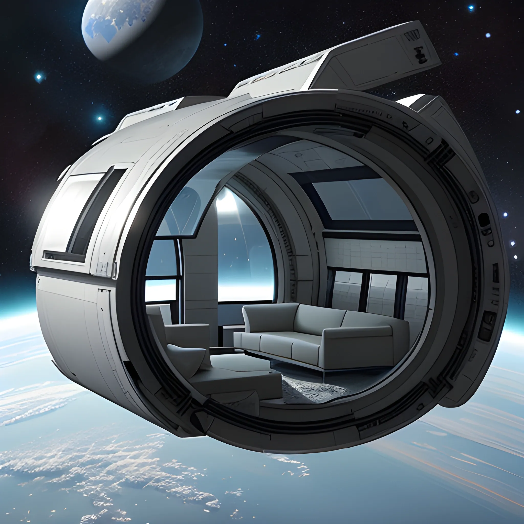 Ultra realistic house in space 