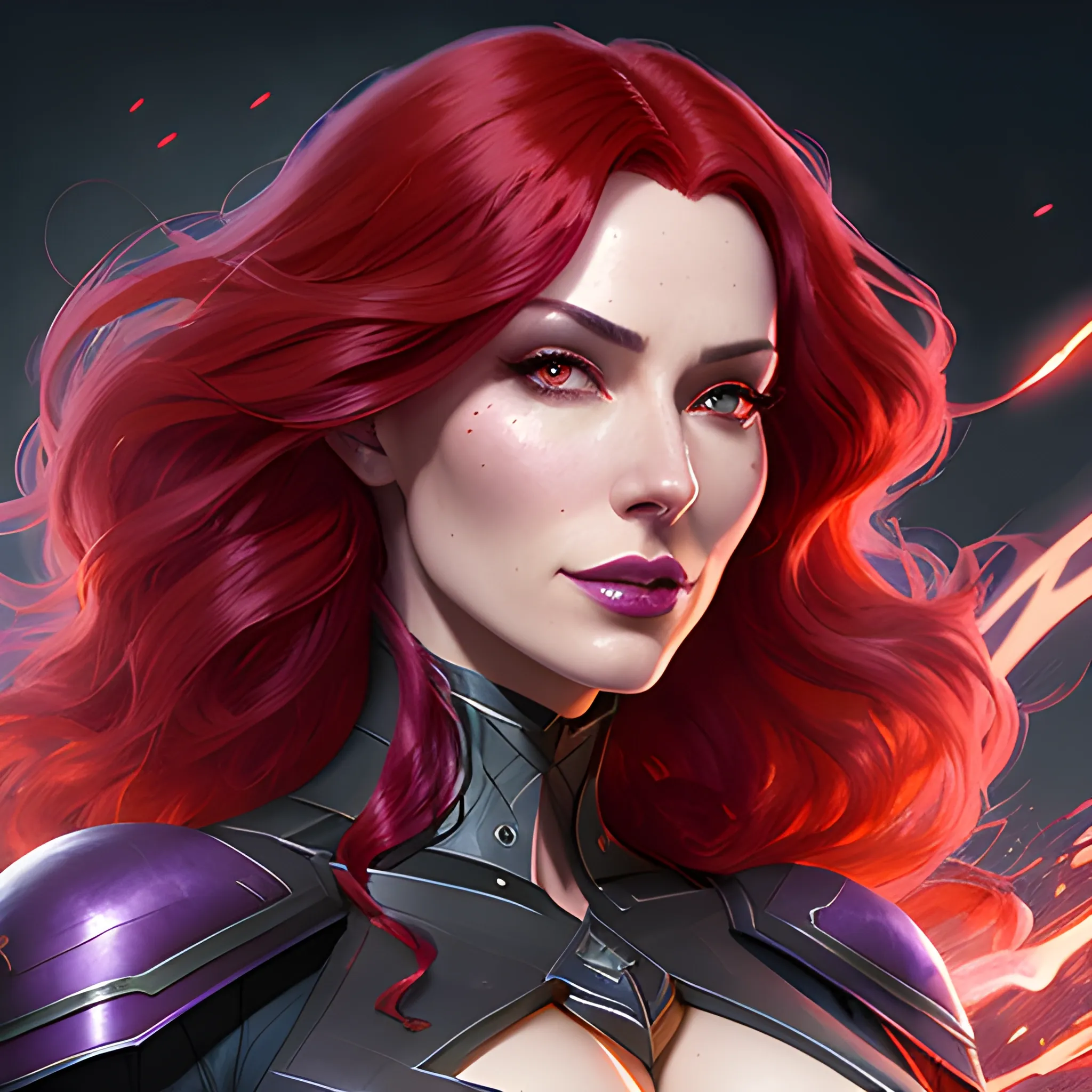 realistic portrait of a innocent young  girl with red colour hair, d&d rogue fantasy, dark violet magical school student uniform,curly hair, casting a bright large-scale magical spell around herself, overflowing natural energy, highly detailed, digital painting, trending on artstation, pixiv, concept art, sharp focus, illustration, art by Ross Tran and Greg Rutkowski and Walt Disney animation