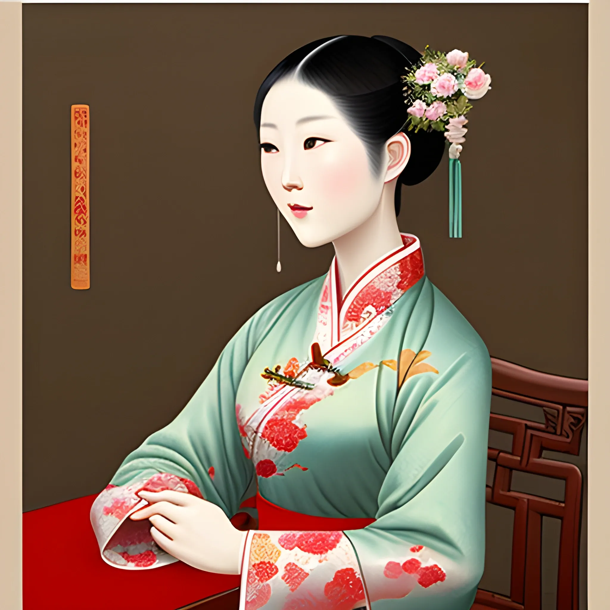 Pictures of ladies in ancient Chinese traditional painting style, elegant, master paintings
, Cartoon