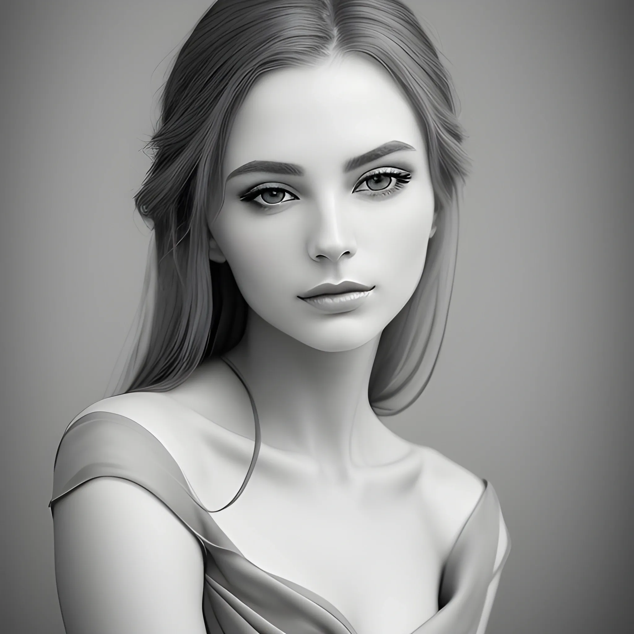 Portrait of beautiful woman, gray tones, solemn and elegant, professional photography