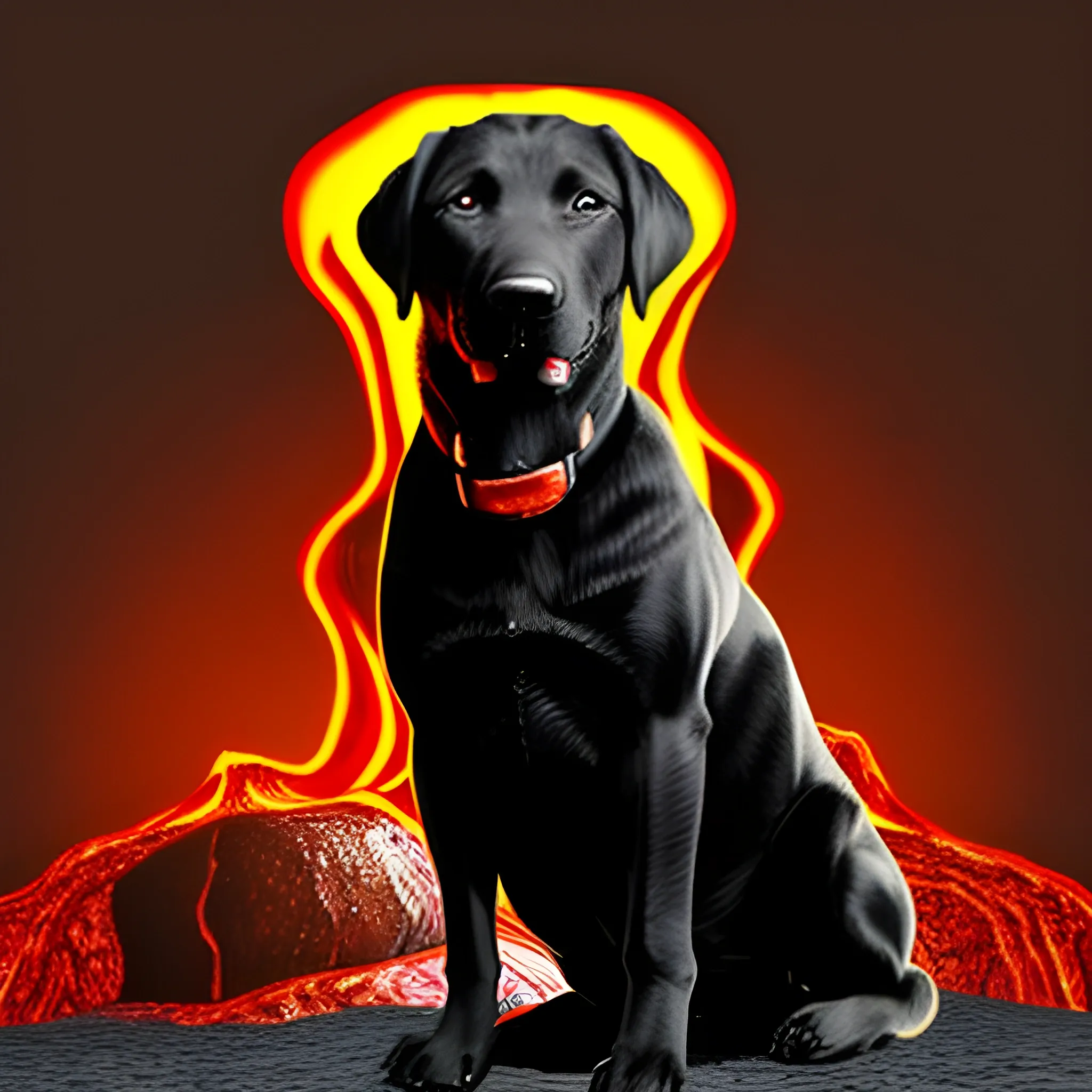 scary labrador from hell and lava