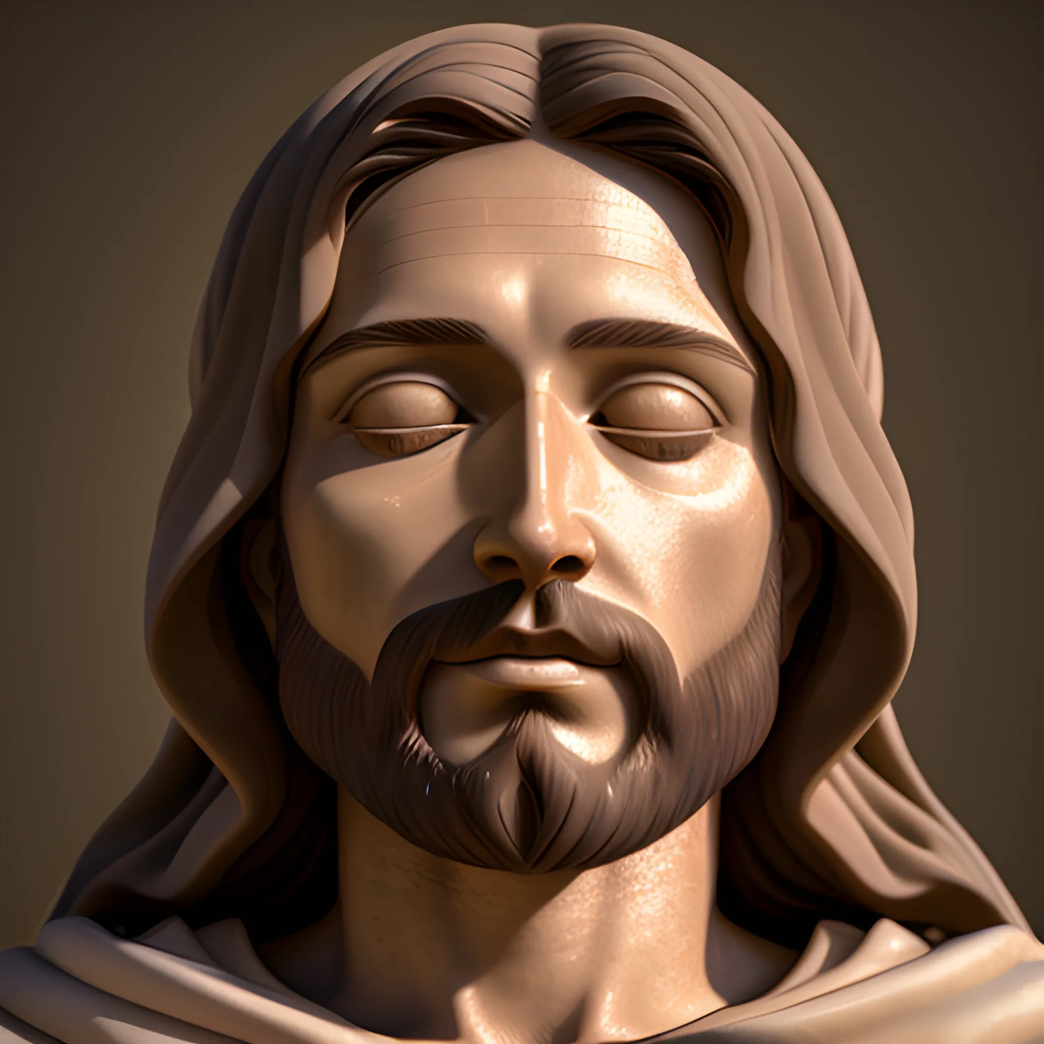 serene jesus christ sitting hearing another person, realistic, 4k, bright light face, open eyes, 3D, portraite, whole body 