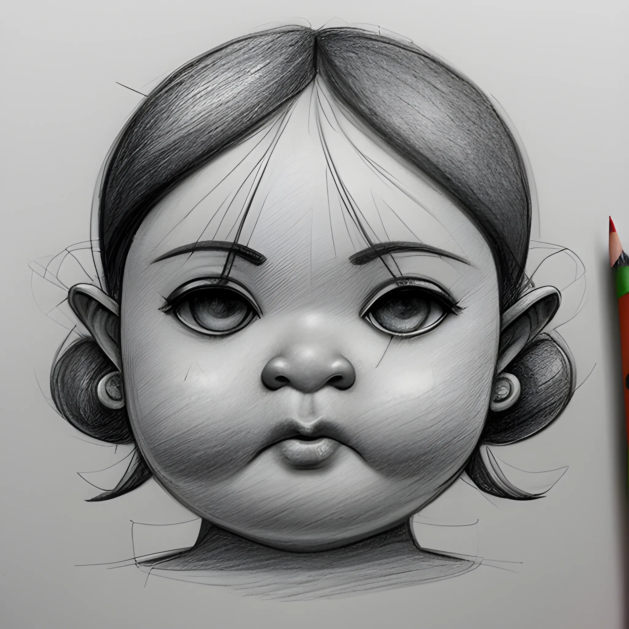 gordas con granos en la cara
, 3D, Pencil Sketch