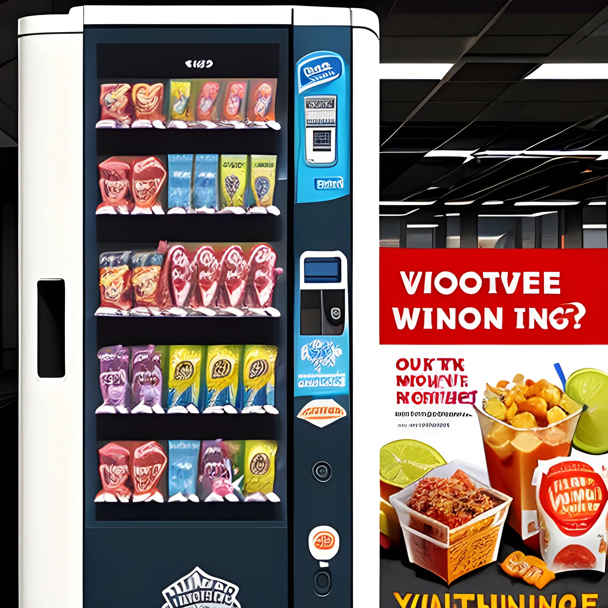 A flyer for a vending machine with the text saying "VENDING MACHINE now outside warehouse boardroom
COLD DRINKS AND TASTY SNACKS"