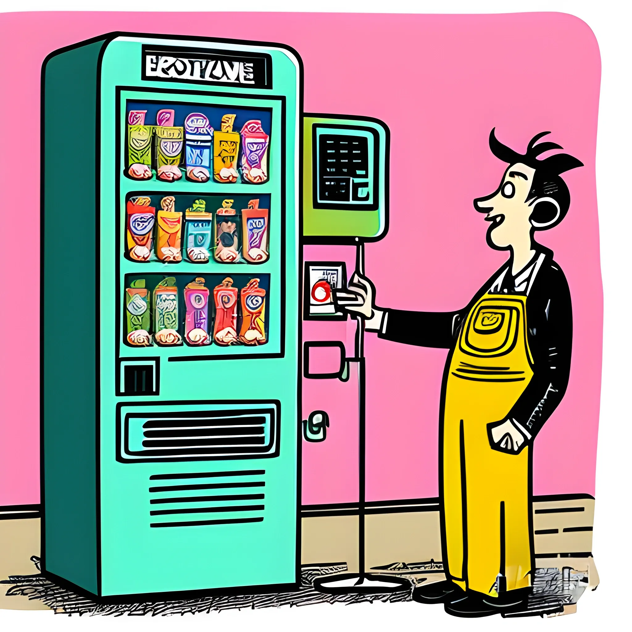 vending machine, Cartoon