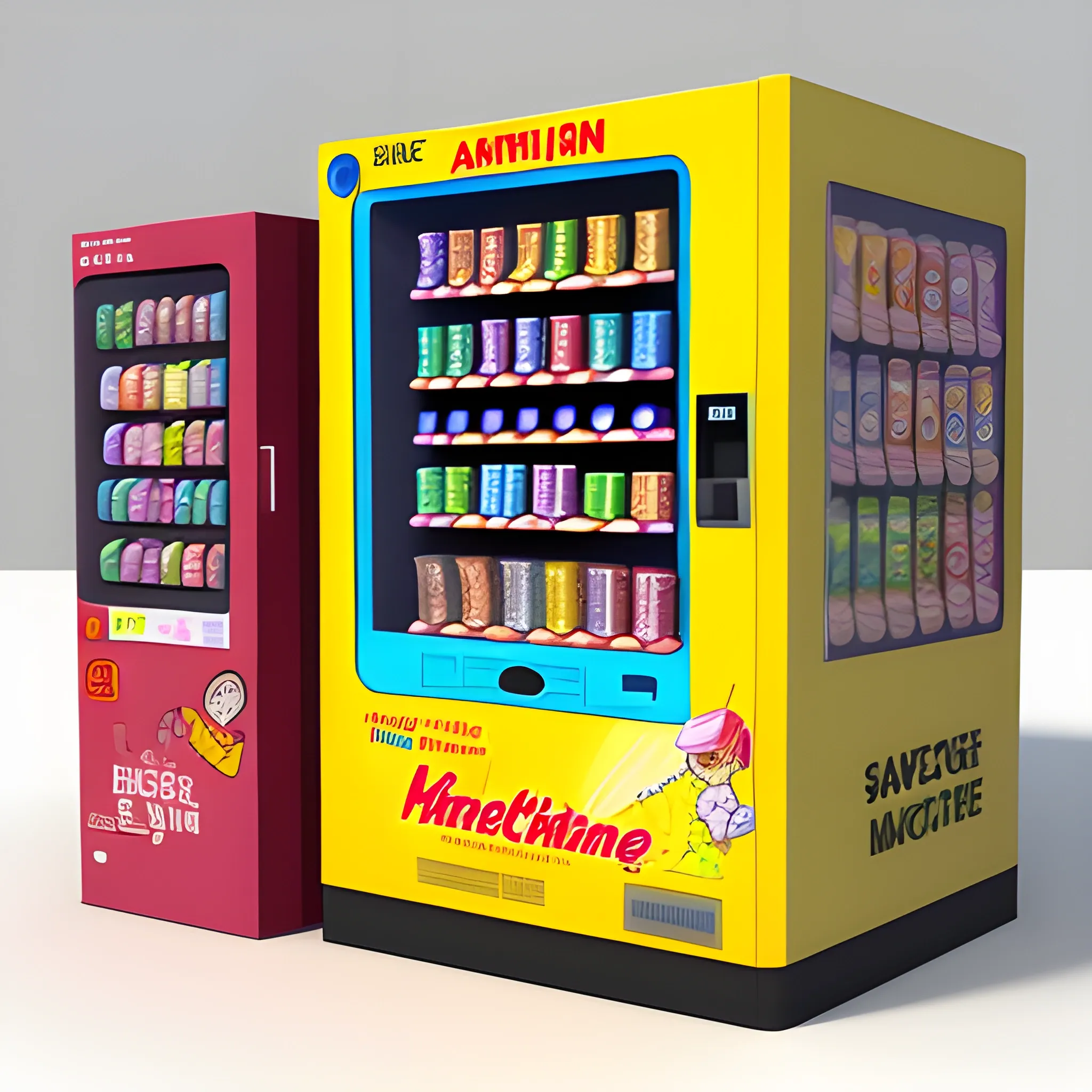 single vending machine, Cartoon, 3D, Cartoon