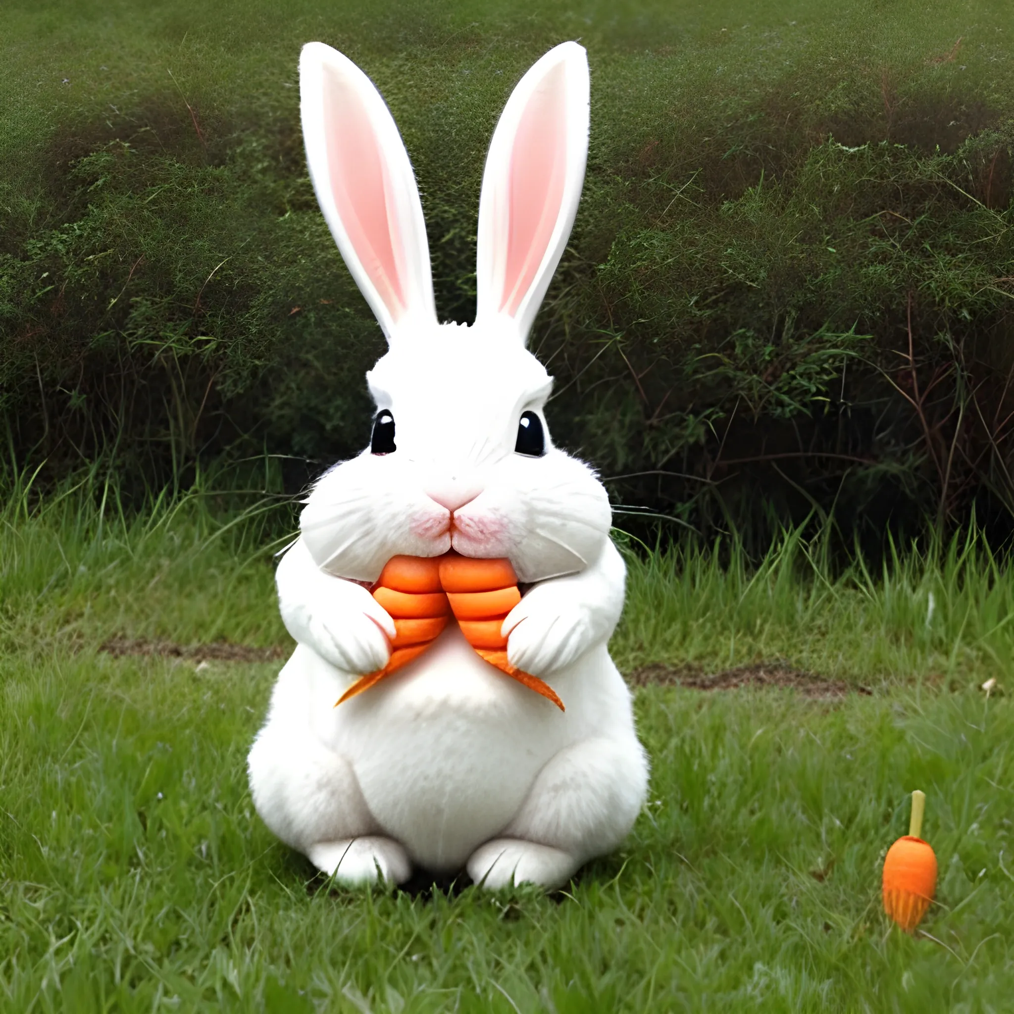 an extremely happy bunny rabbit that has found a carrot