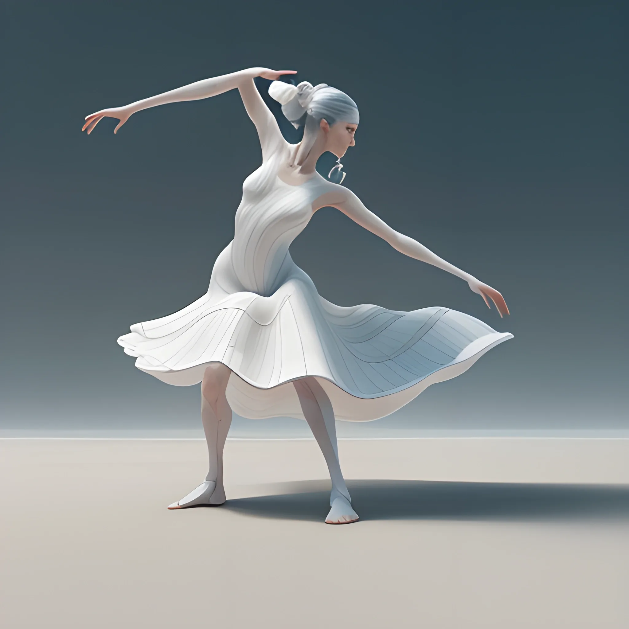 painting with a woman  skin to dance and have dence movement minimal elements and baroc colors all scale of terrain and white lines like wave fantasy, 8k, high resolution, high quality, 3D, , Oil Painting, Unreal Engine