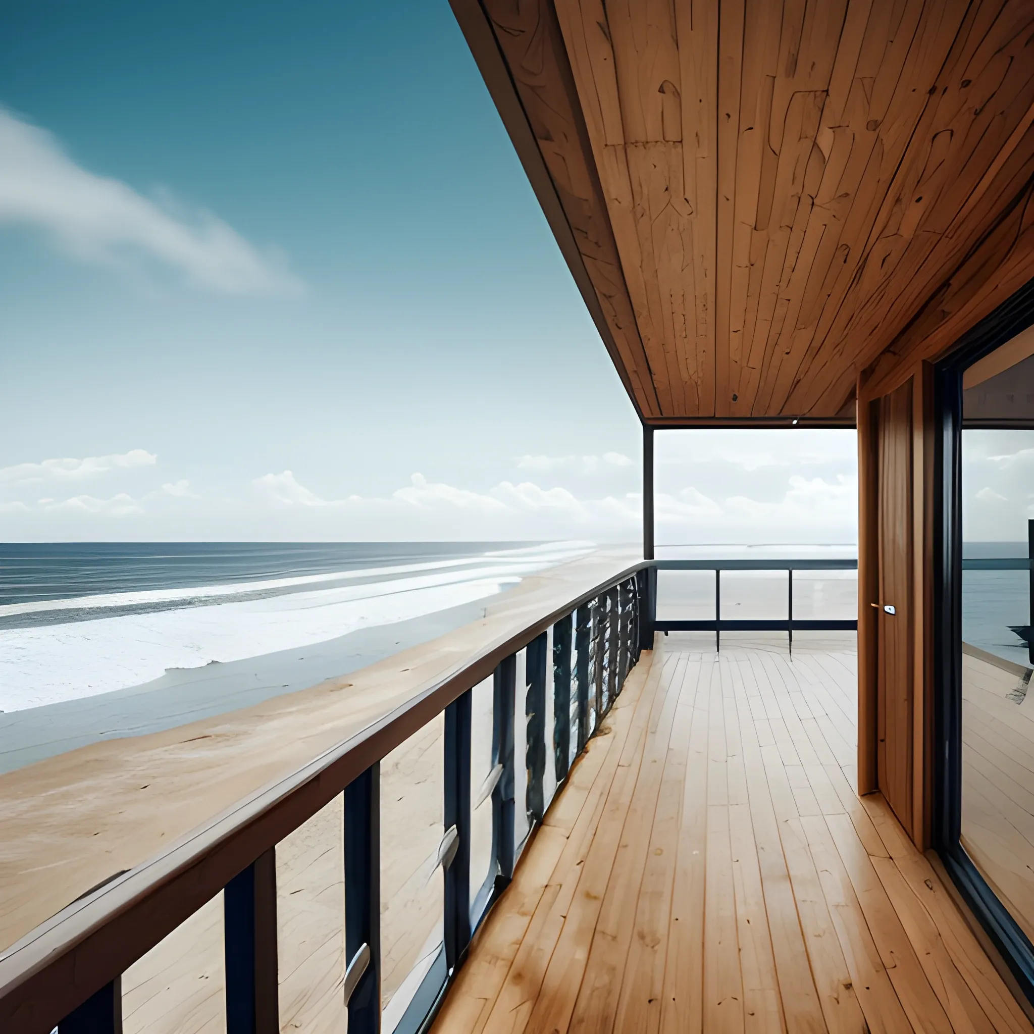 long shot, photographic, cinematic, a modern surfing club hut made in natural wood set on the coastline, 16k, 
fully details, --ar 16:9 --q 5 --q 2 --v 5 --q 2 --upbeta