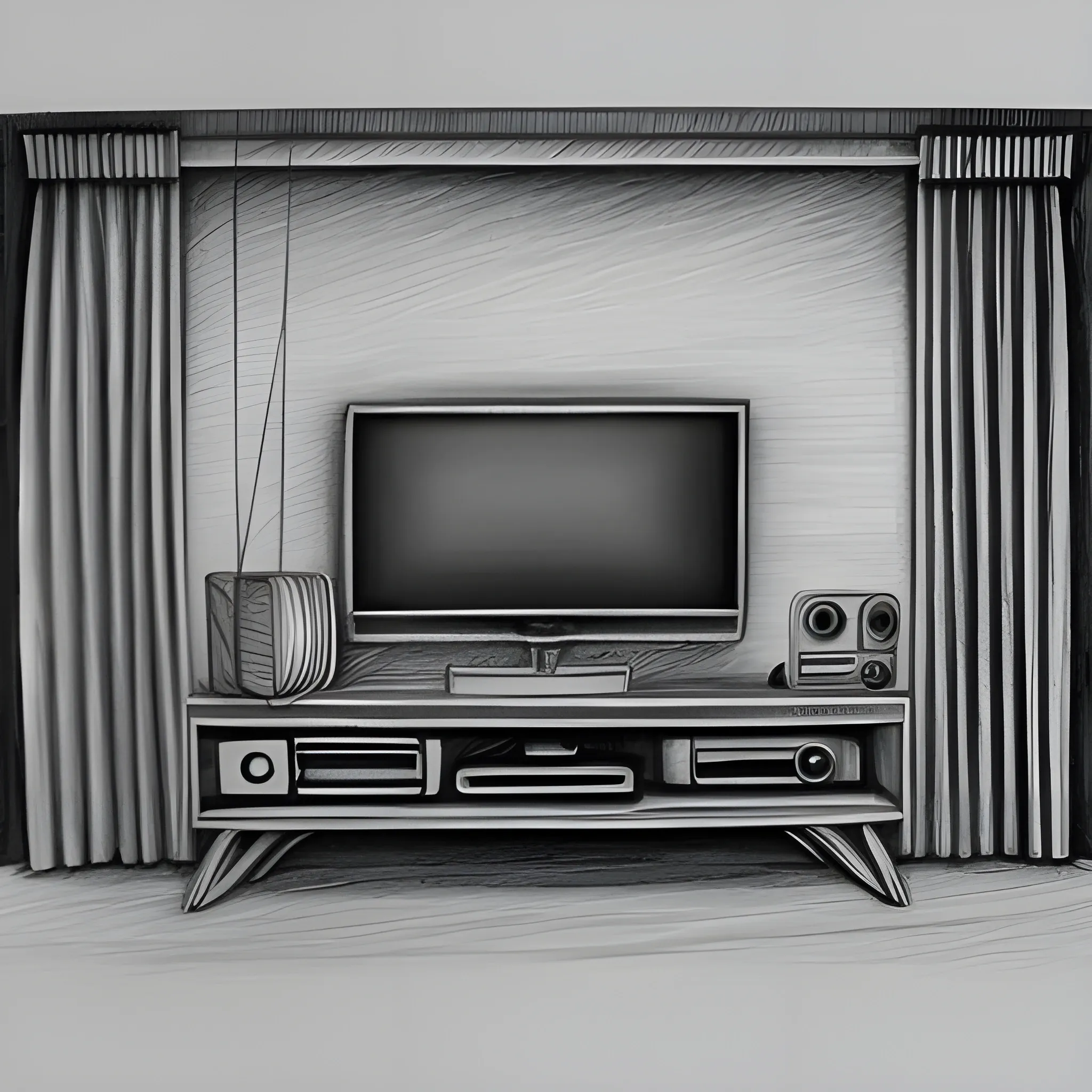 set de television sin personas, Pencil Sketch