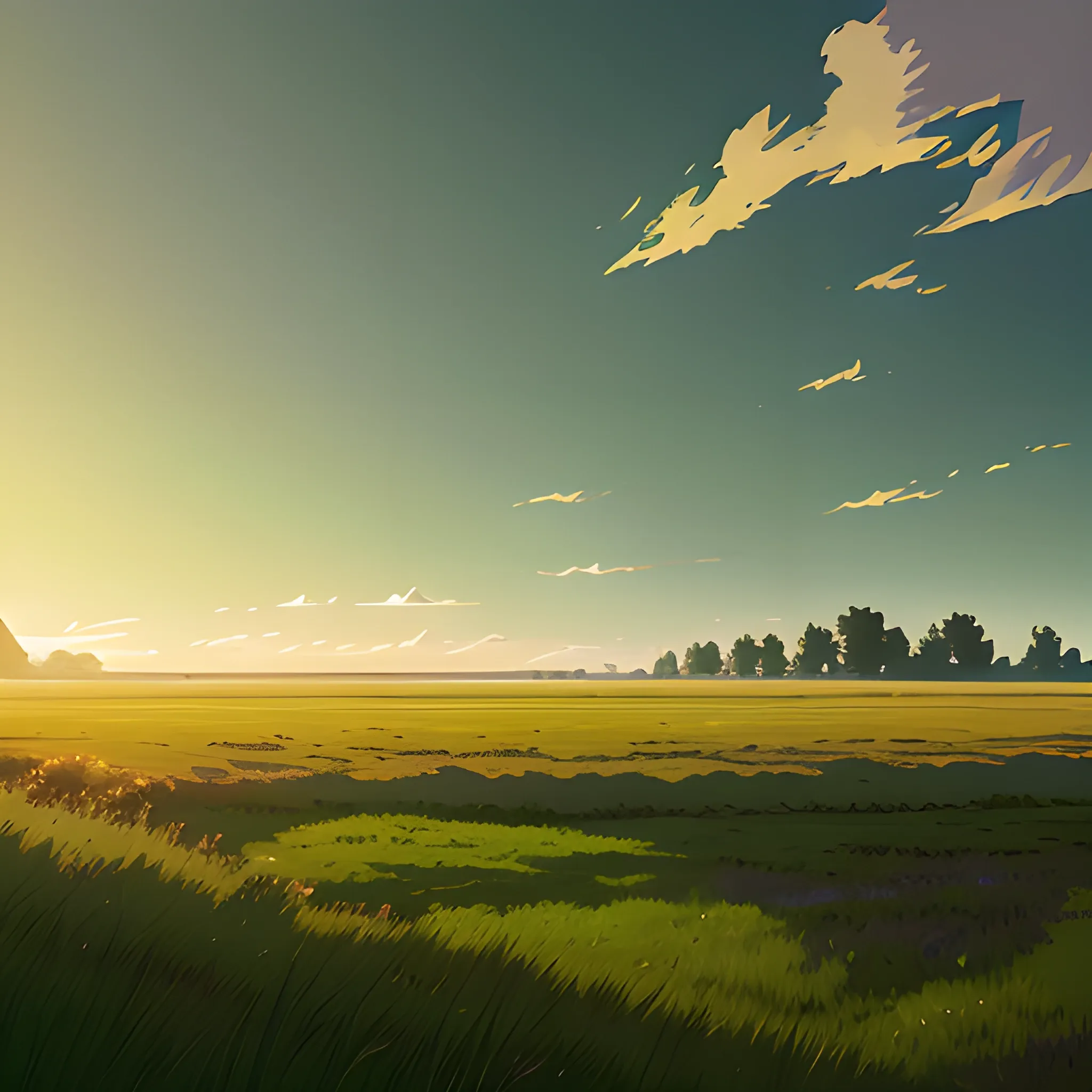 vast field with grass... in the style of makoto shinkai and greg rutkowski and albert bierstadt and james gurney