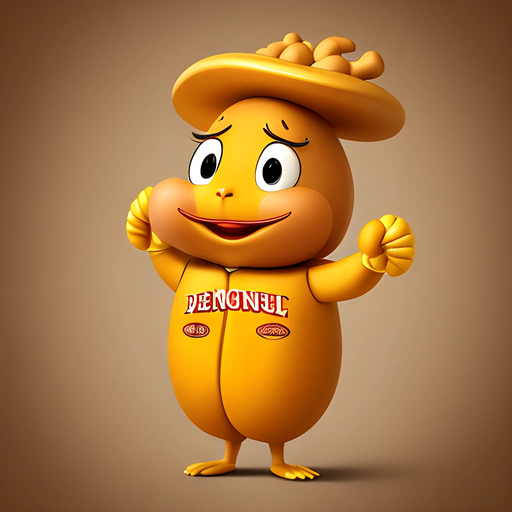 mascot logo of an {anthropomorphic peanut, peanut has two kernels, texture, two hands, two foot, tall, aspect ratio 2:1}