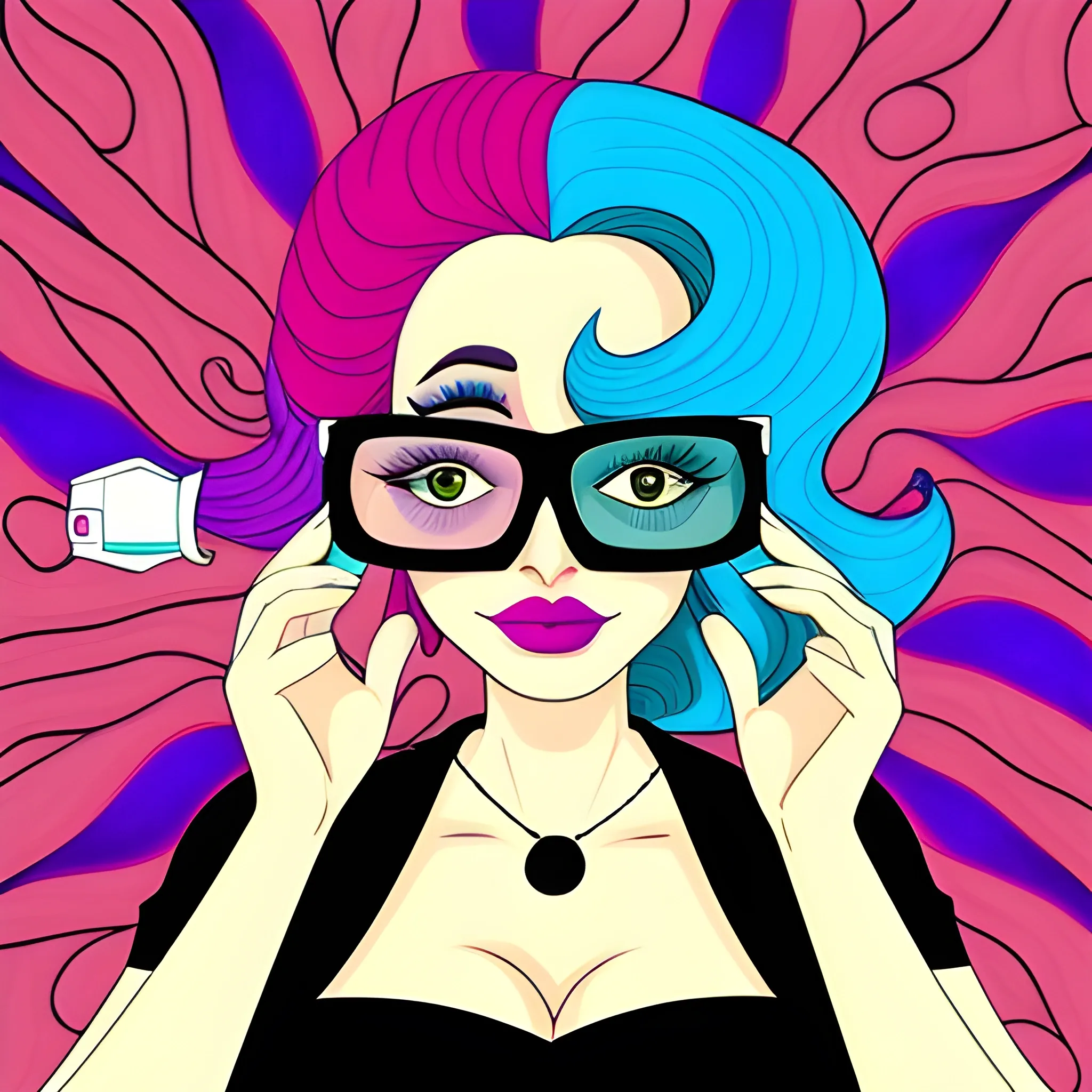 crea imagen iperfuturista de una niña de dos años, Trippy, Cartoon