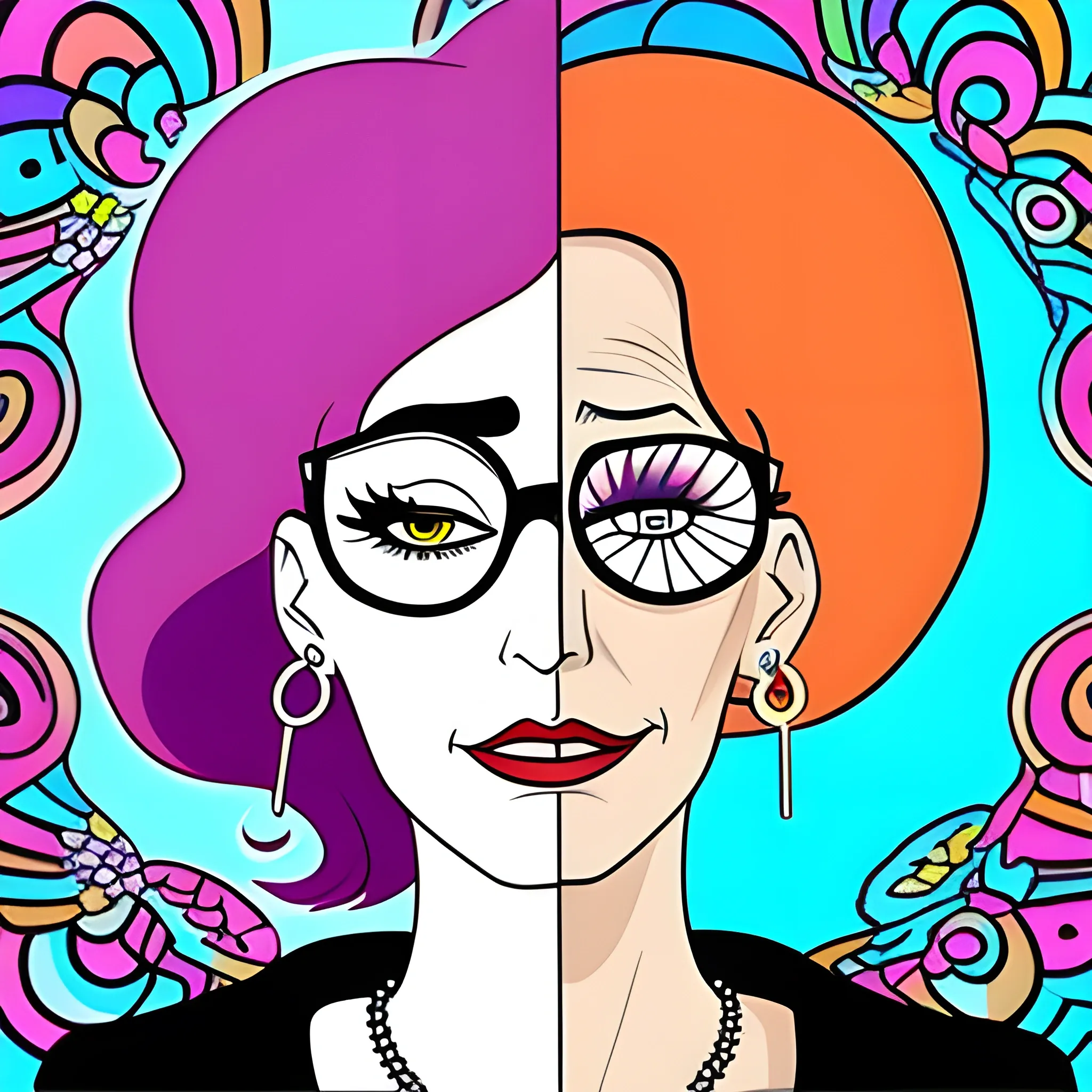 crea imagen hiperfuturista de una niña de dos años, Trippy, Cartoon