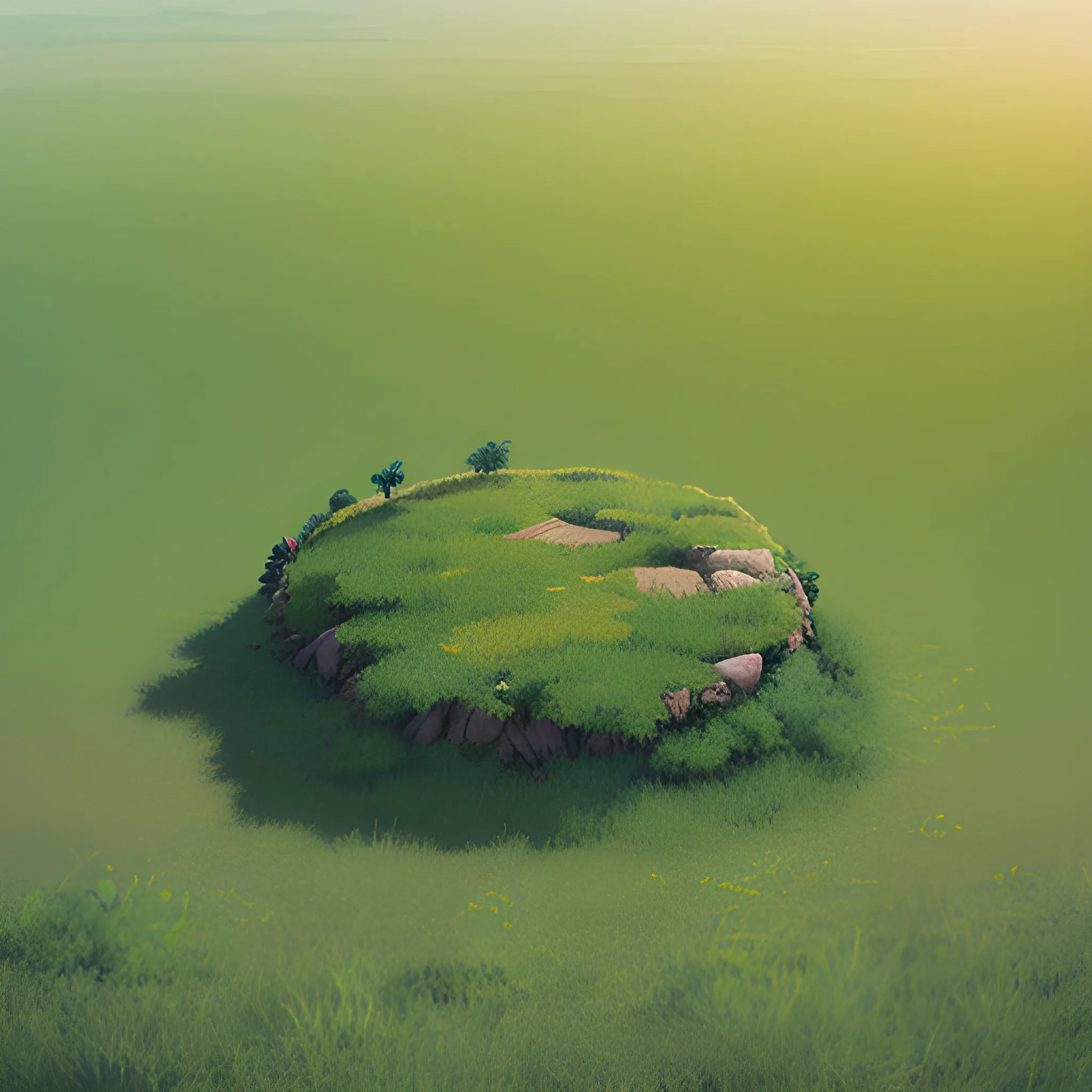 top view large space of barren land with some grass... in the style of makoto shinkai and greg rutkowski and albert bierstadt and james gurney