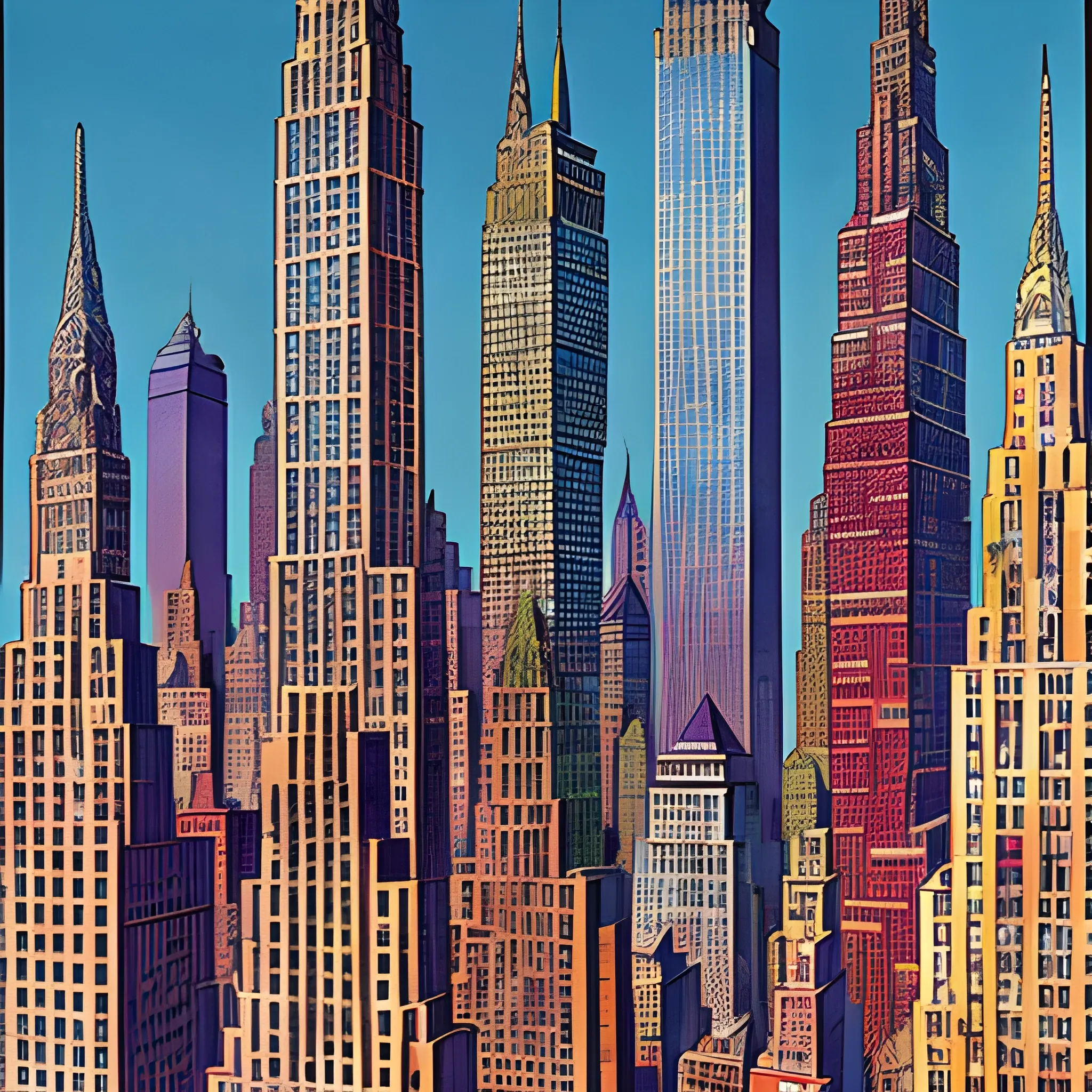 a 1960's New York with American and English mixture of architecture drawn in jean giraud's art style