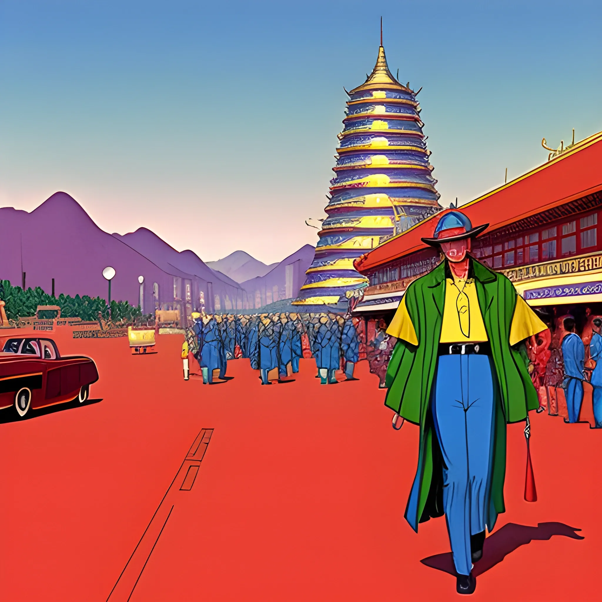 1960's china if it was a republic in jean giraud's art style